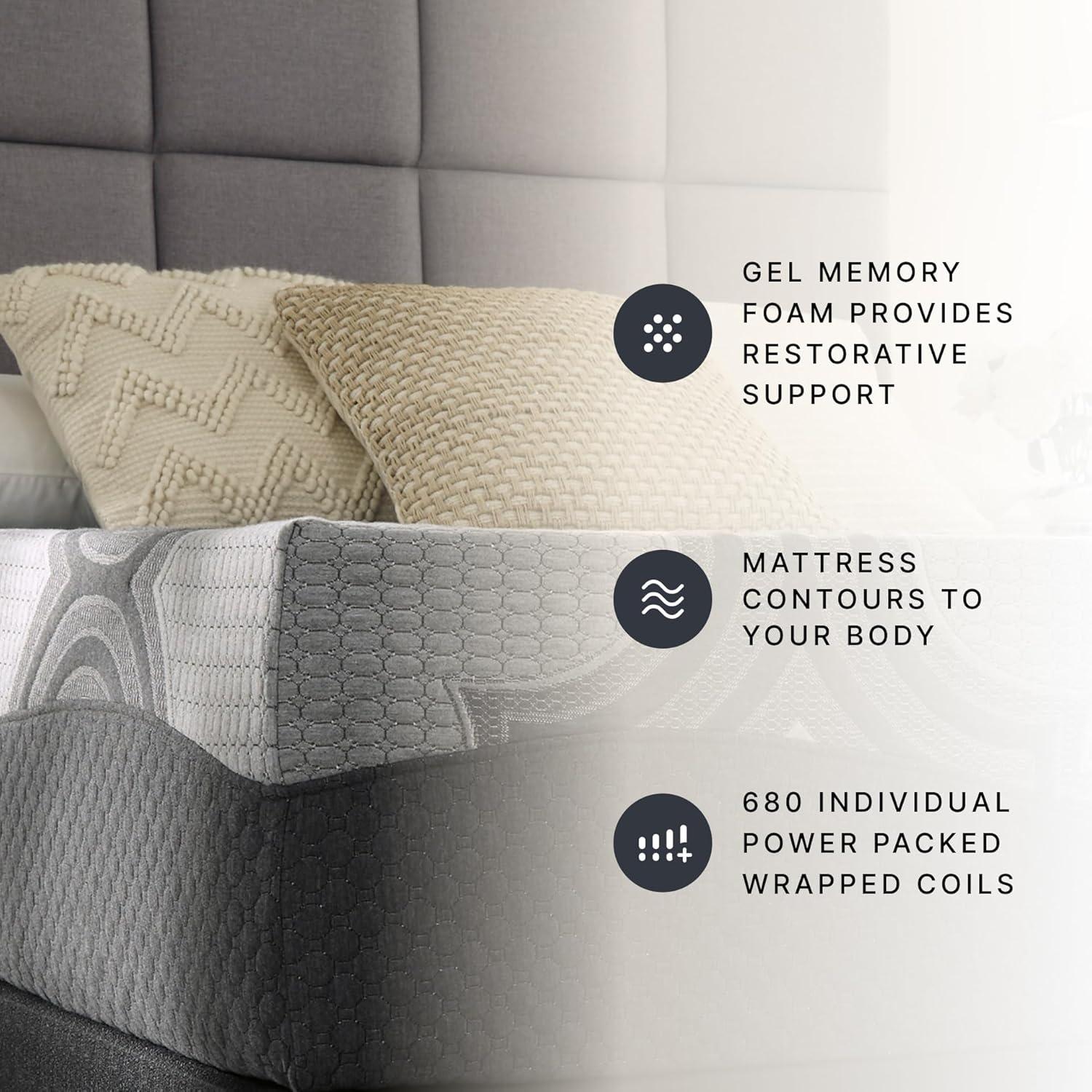 imageSignature Design by Ashley King Size 12 Inch Hybrid Mattress with Cooling Gel Memory Foam and Lumbar Support Form Fiberglass Free Mattress In A Box2Piece King foundation and Mattress