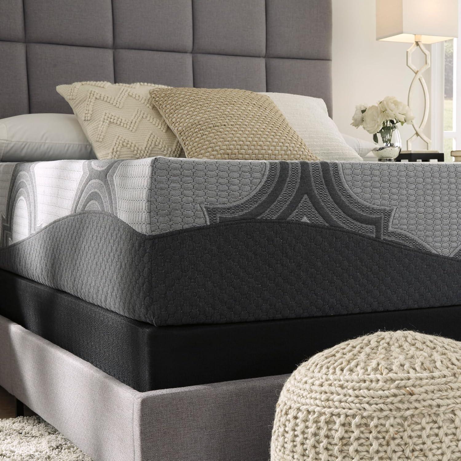 imageSignature Design by Ashley King Size 12 Inch Hybrid Mattress with Cooling Gel Memory Foam and Lumbar Support Form Fiberglass Free Mattress In A Box2Piece King foundation and Mattress