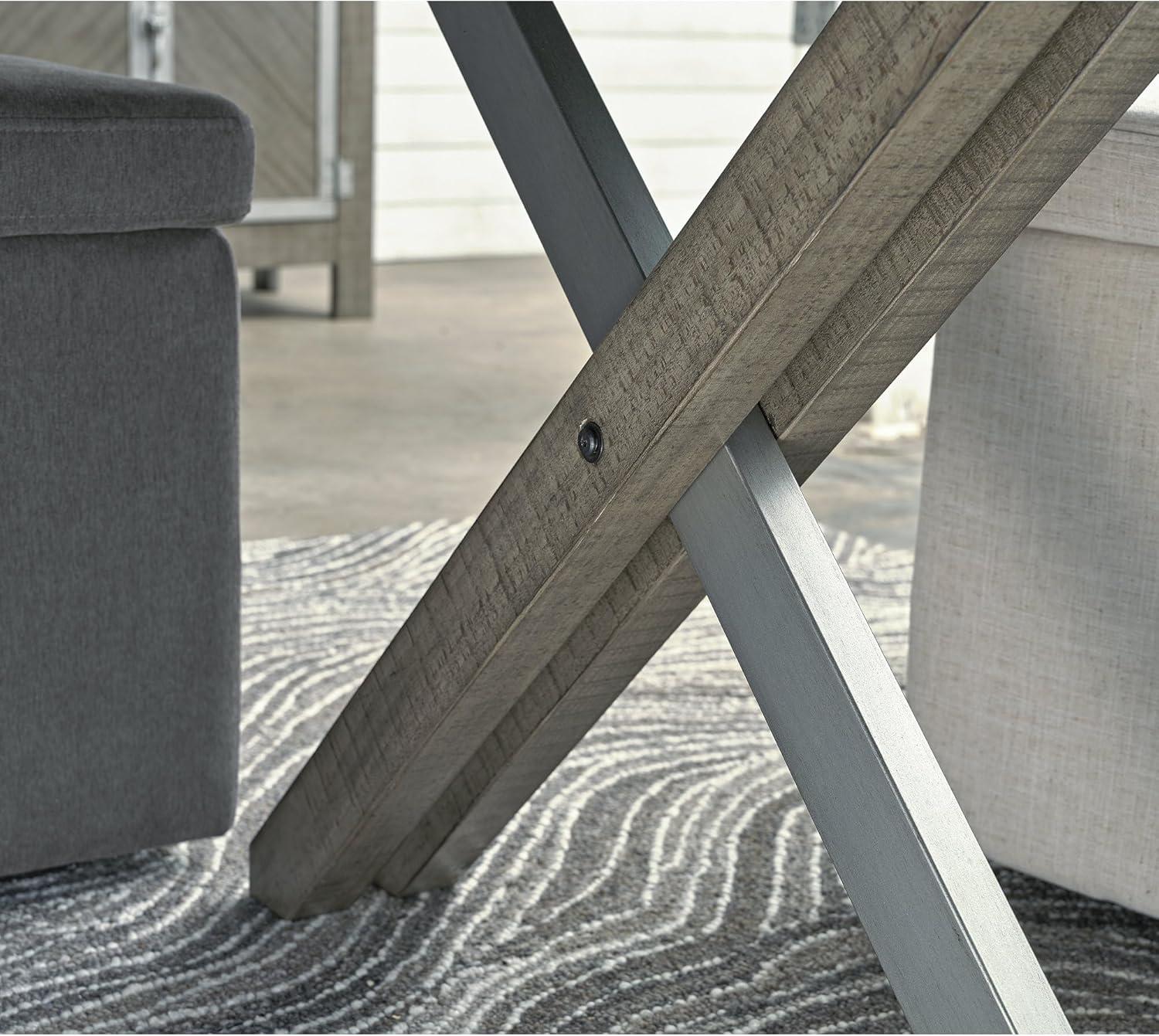 imageSignature Design by Ashley Krystanza Casual Dining Table with Cross Base Light Gray