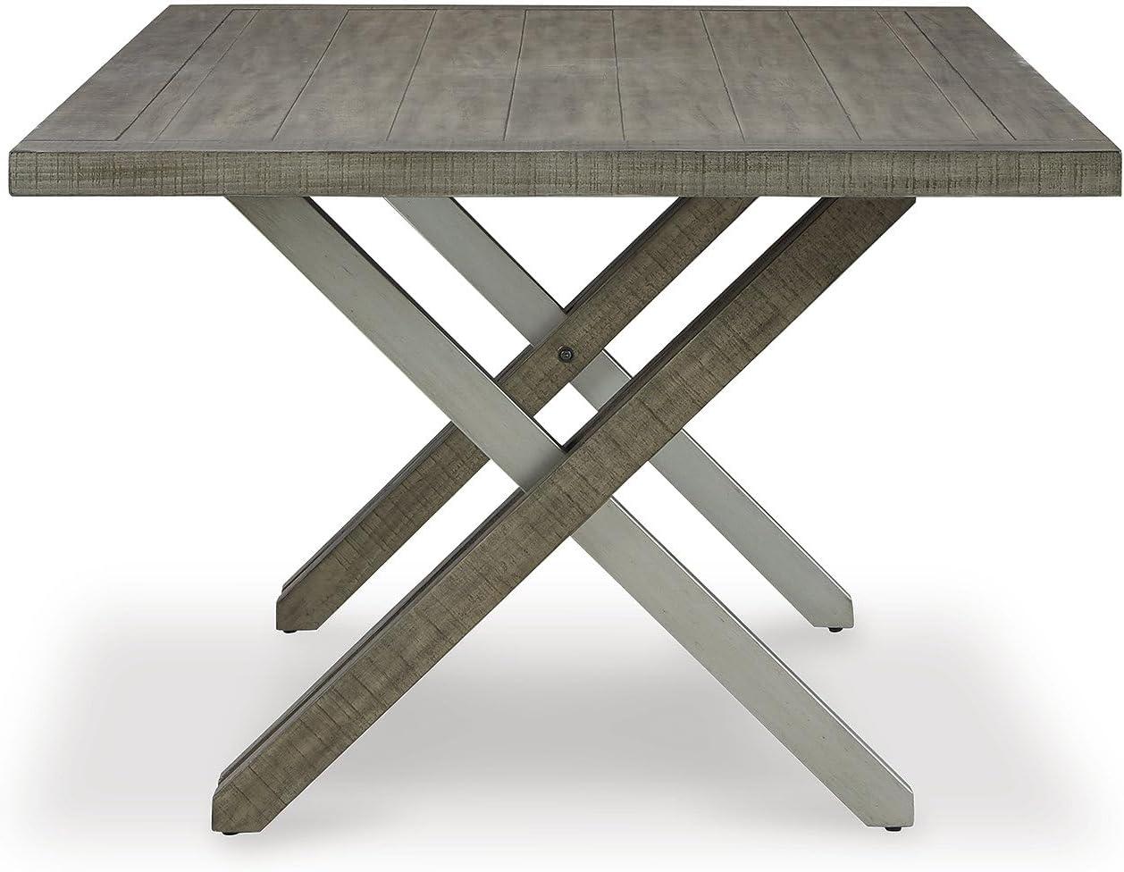 imageSignature Design by Ashley Krystanza Casual Dining Table with Cross Base Light Gray