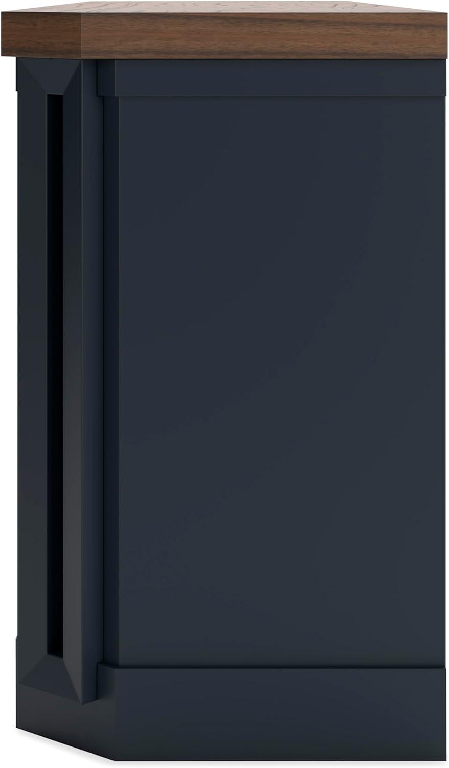 imageSignature Design by Ashley Landocken Contemporary 83quot TV Stand for TVs up to 95quot with Fireplace Option 2 Cabinets 2 Doors 2 Adjustable Shelves Open Cubbies and Cord Openings Dark Brown ampamp Blue