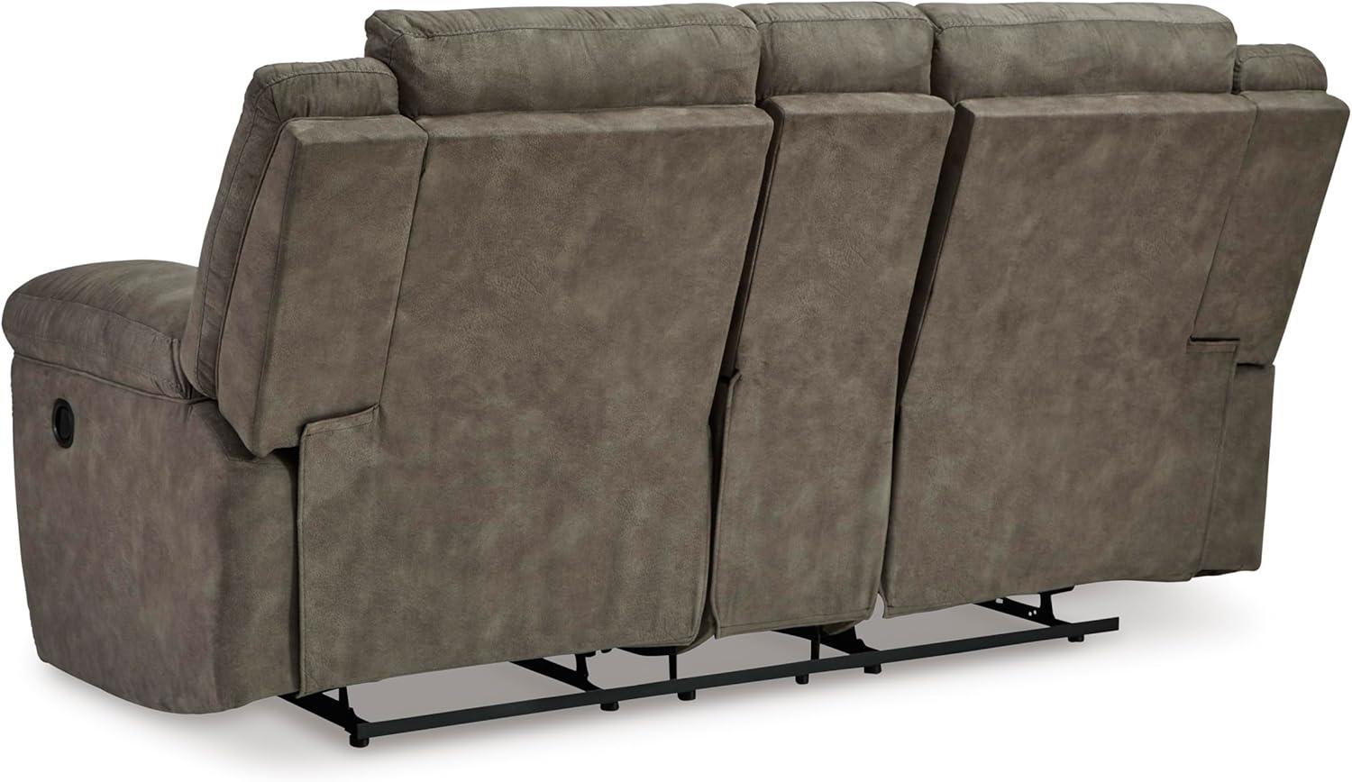 imageSignature Design by Ashley Laresview Contemporary Faux Leather Manual 2 Seat Reclining Sofa GrayReclining Loveseat with Console