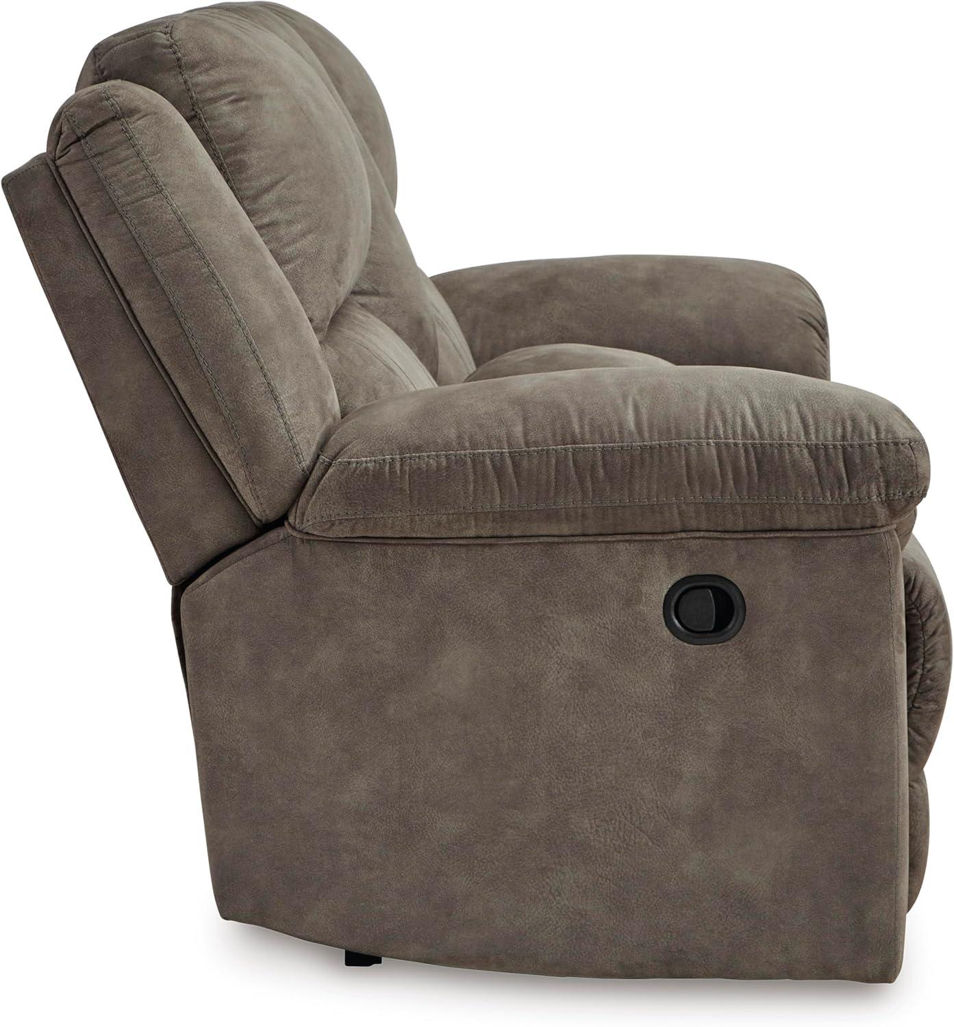 imageSignature Design by Ashley Laresview Contemporary Faux Leather Manual 2 Seat Reclining Sofa GrayReclining Loveseat with Console