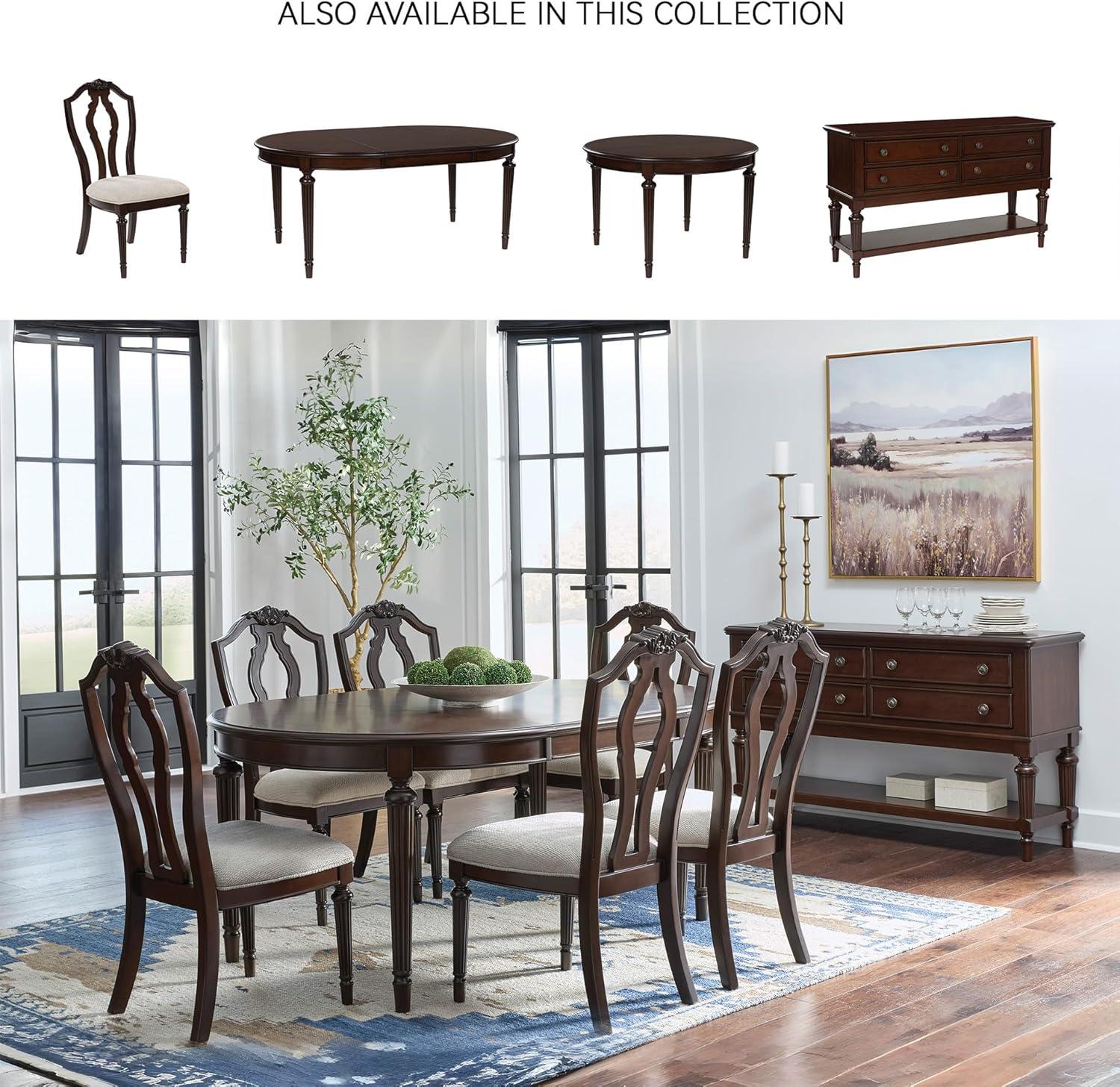 imageSignature Design by Ashley Lavinton Classic 4Drawer Dining Server with Open Shelf Dark Brown