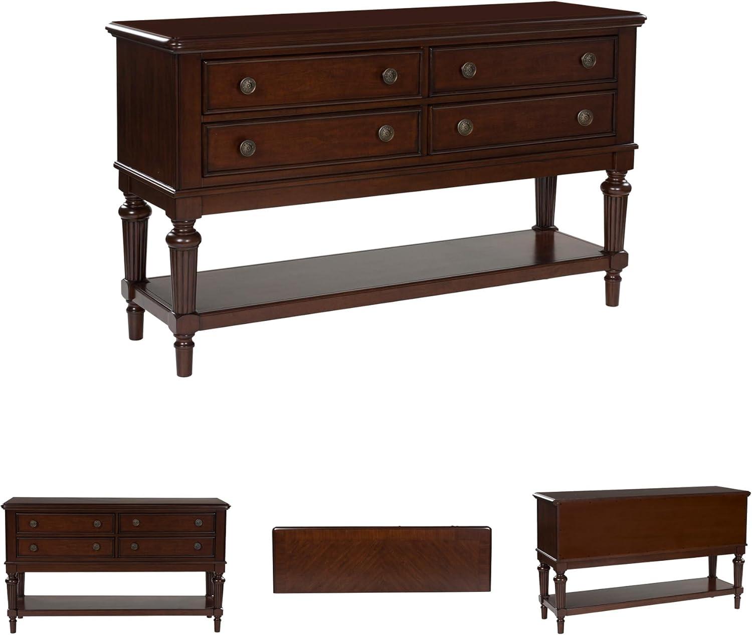 imageSignature Design by Ashley Lavinton Classic 4Drawer Dining Server with Open Shelf Dark Brown