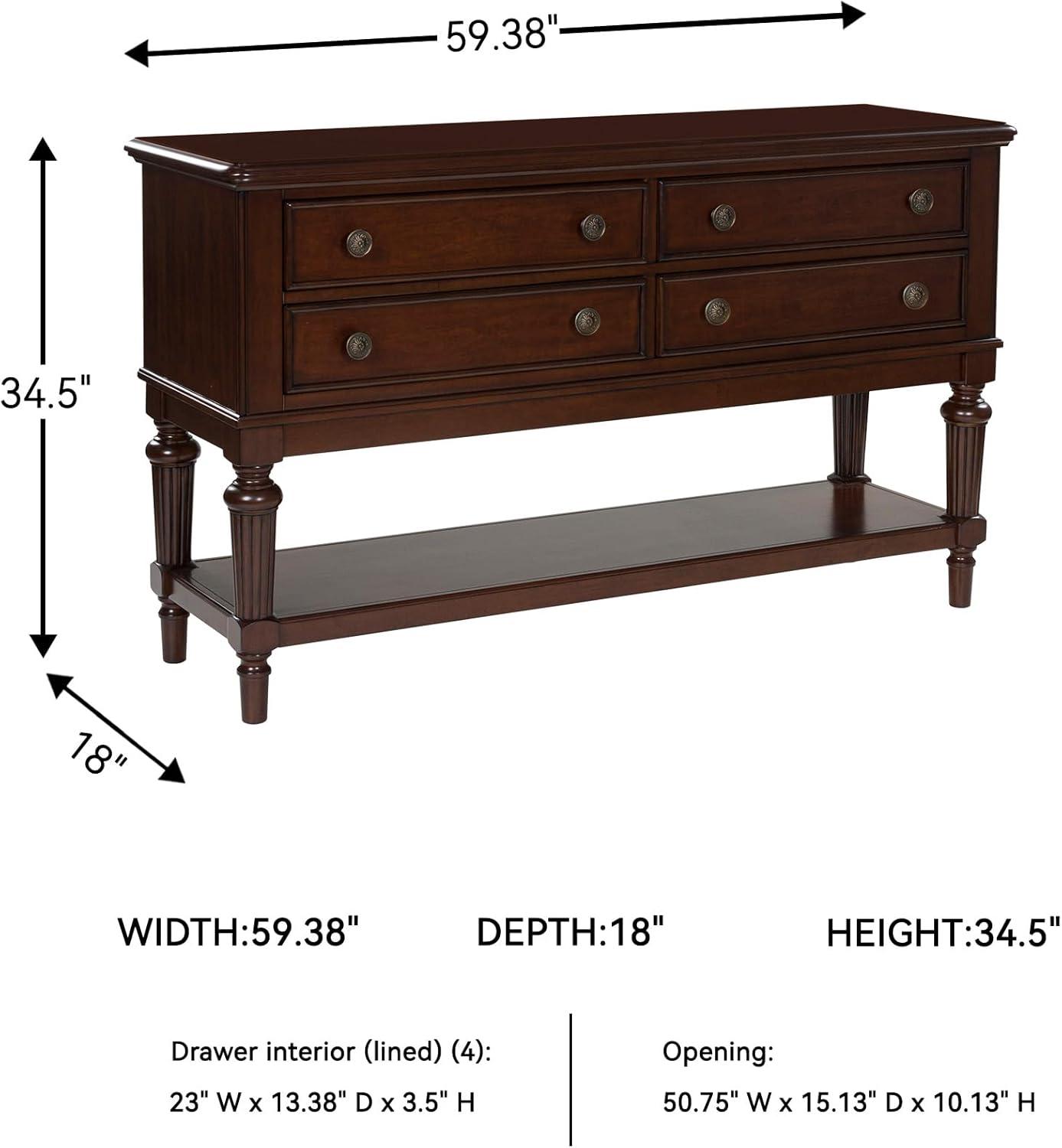 imageSignature Design by Ashley Lavinton Classic 4Drawer Dining Server with Open Shelf Dark Brown