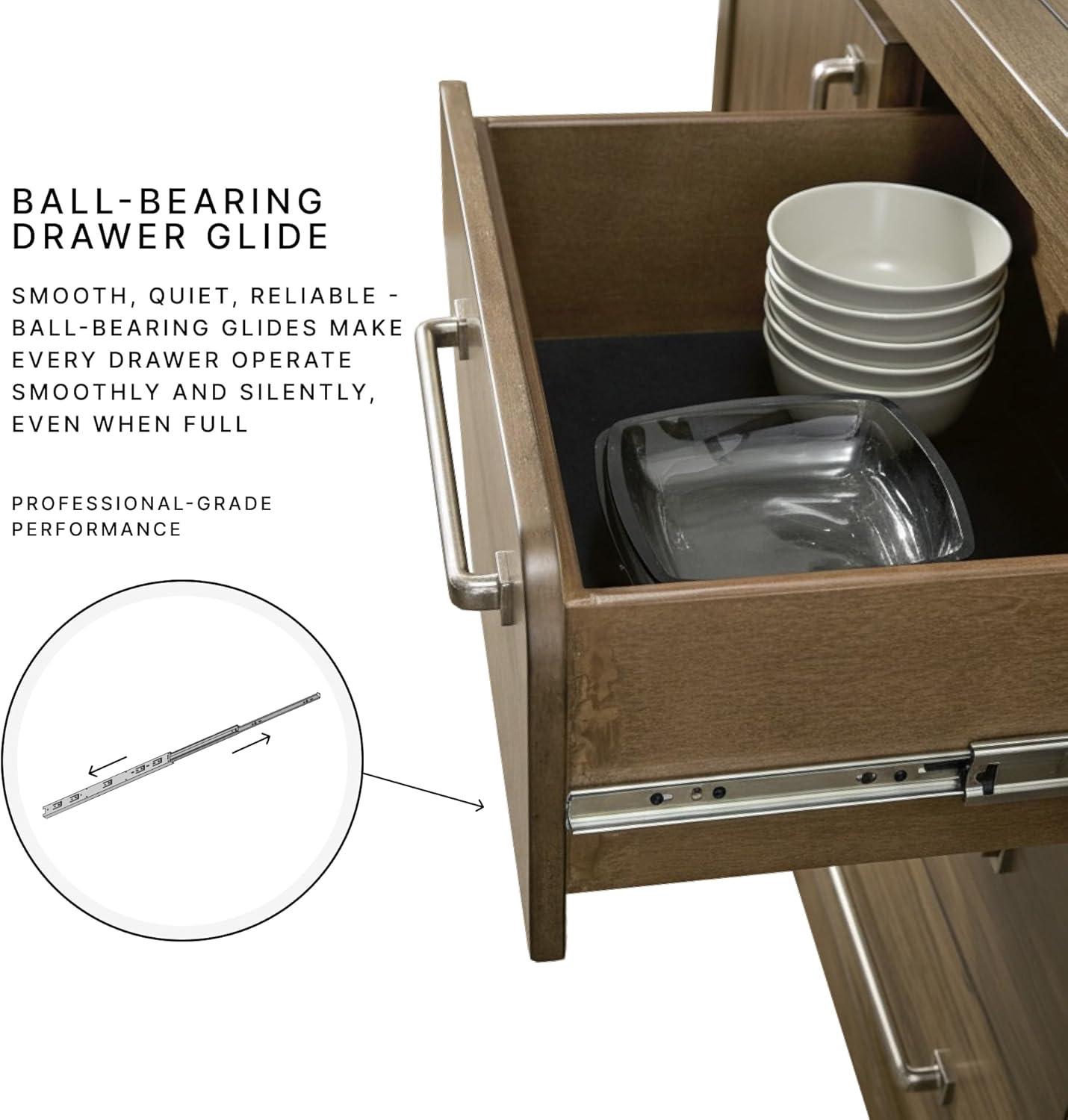 imageSignature Design by Ashley Lavinton Classic 4Drawer Dining Server with Open Shelf Dark Brown