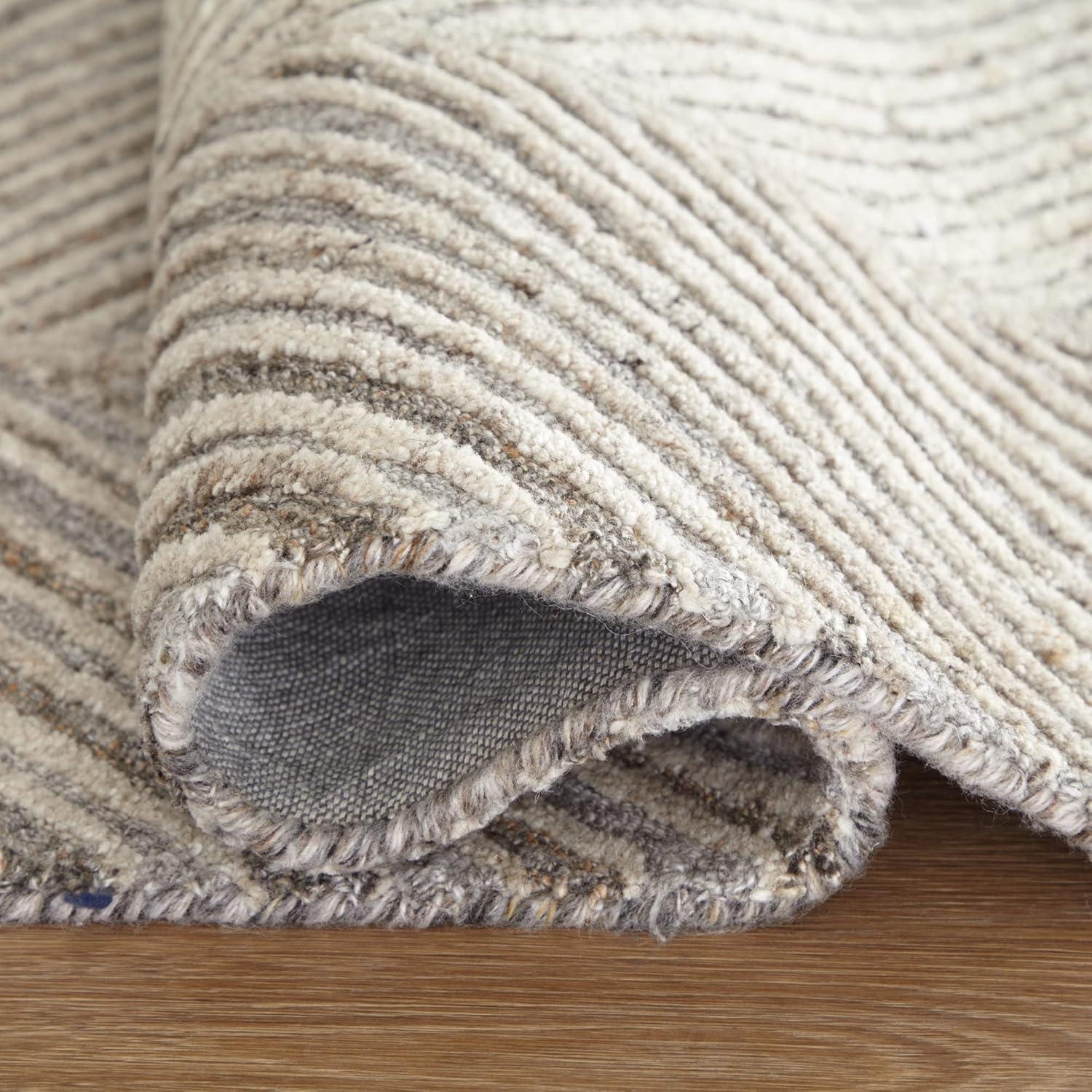 imageSignature Design by Ashley Leaford Hand Tufted Chevron 78quot x 10 Area Rug 6mm Pile Taupe