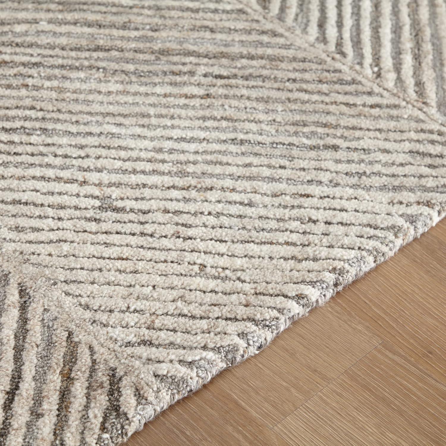 imageSignature Design by Ashley Leaford Hand Tufted Chevron 78quot x 10 Area Rug 6mm Pile Taupe