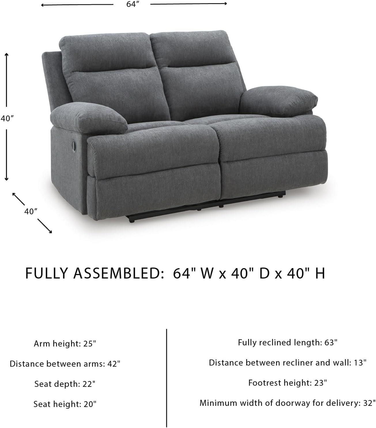 imageSignature Design by Ashley Leesworth Modern Leather Match Power Reclining Loveseat with USB Ports Dark BrownCharcoal