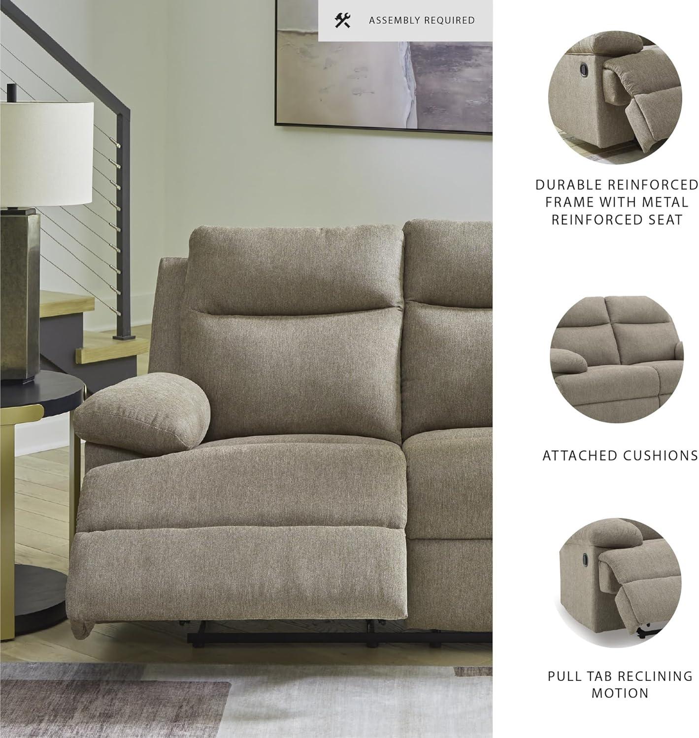 imageSignature Design by Ashley Leesworth Modern Leather Match Power Reclining Loveseat with USB Ports Dark BrownMocha