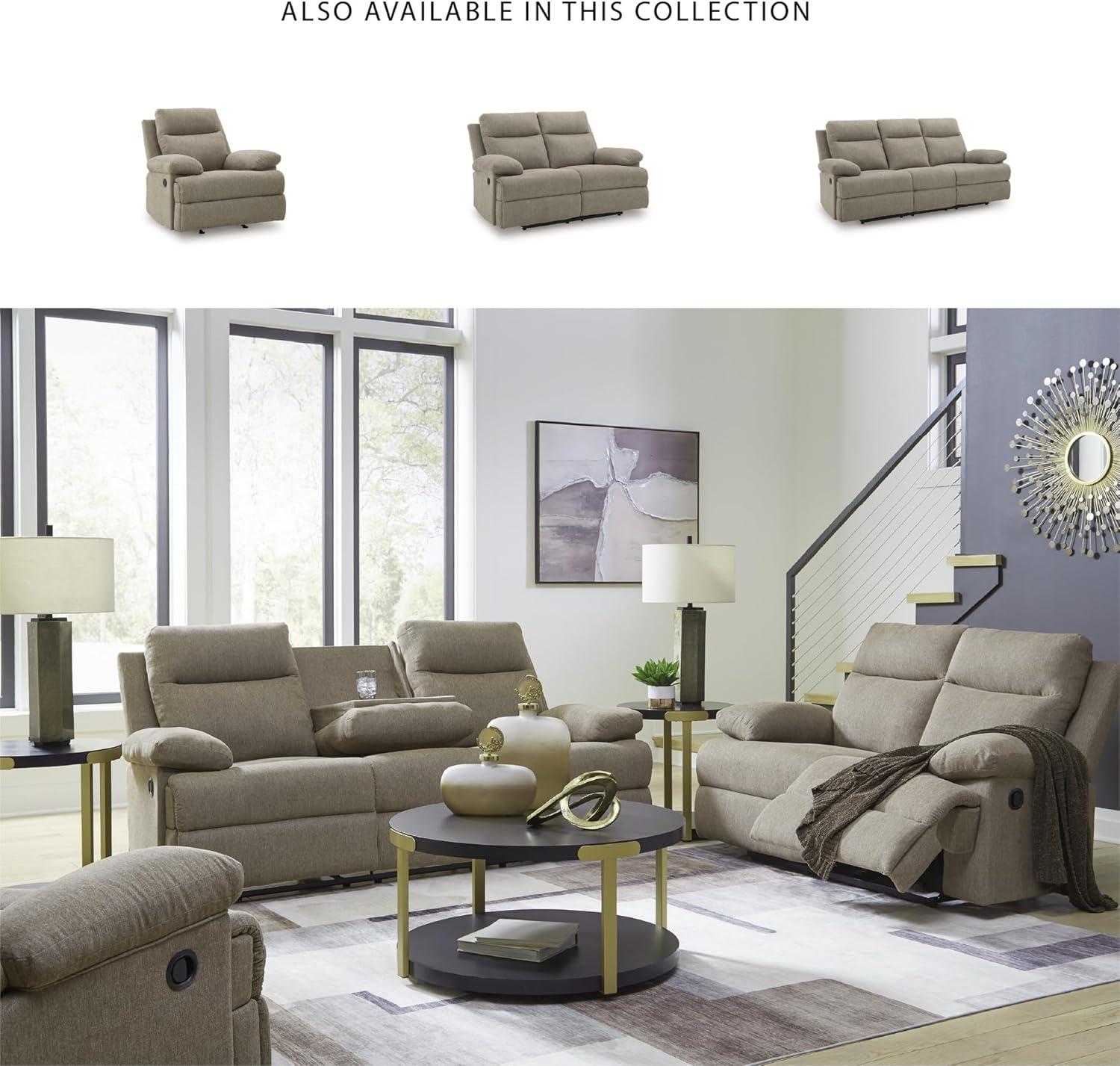 imageSignature Design by Ashley Leesworth Modern Leather Match Power Reclining Loveseat with USB Ports Dark BrownMocha