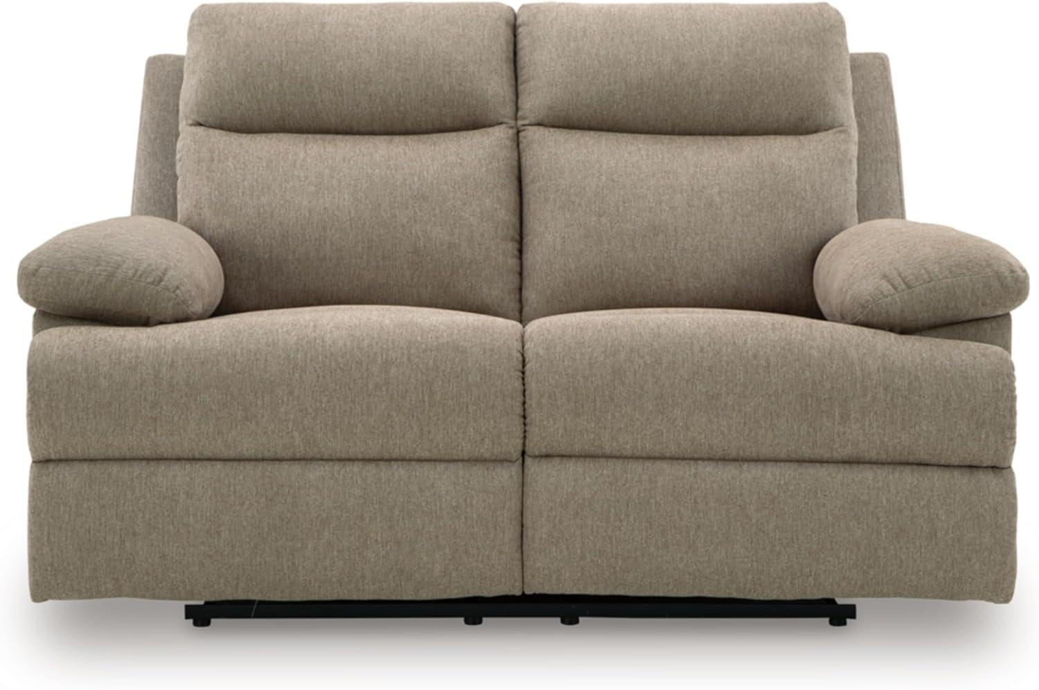 imageSignature Design by Ashley Leesworth Modern Leather Match Power Reclining Loveseat with USB Ports Dark BrownMocha