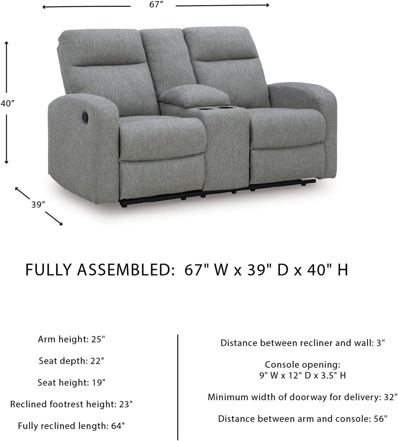 imageSignature Design by Ashley Leesworth Modern Leather Match Power Reclining Loveseat with USB Ports Dark BrownSterling