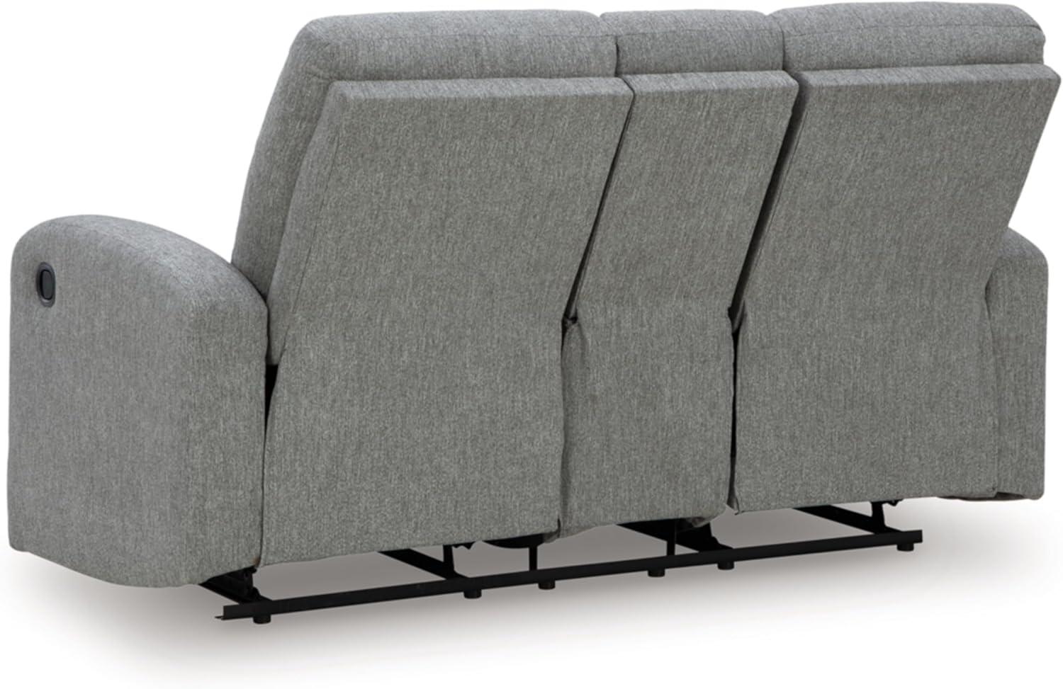 imageSignature Design by Ashley Leesworth Modern Leather Match Power Reclining Loveseat with USB Ports Dark BrownSterling