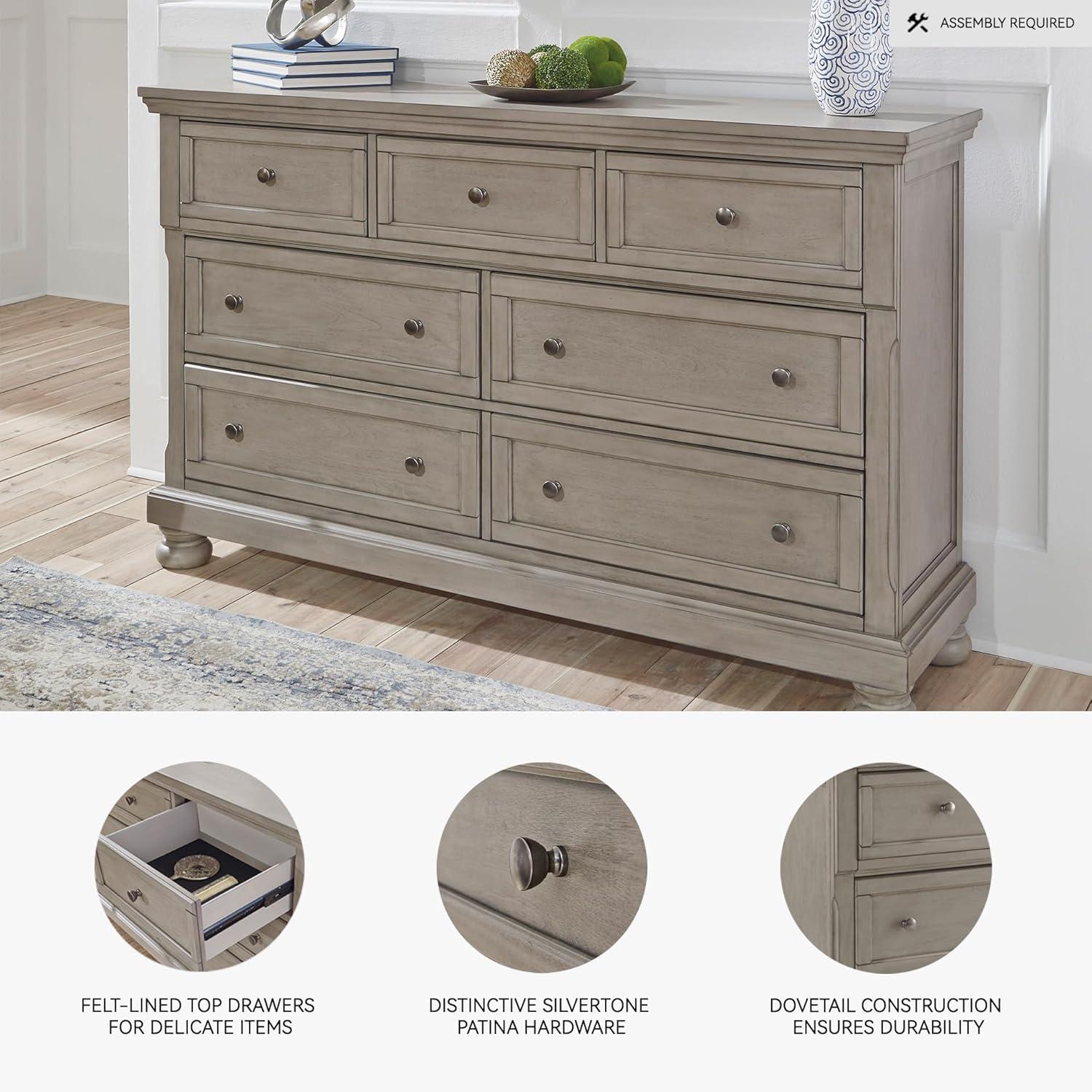 imageSignature Design by Ashley Lettner Modern Traditional 7 Drawer Dresser Light Gray