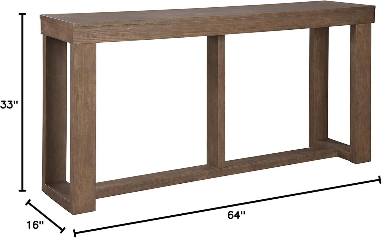 imageSignature Design by Ashley Loyaska Casual Sofa Table with Marble Top Brown ampamp WhiteGray Brown