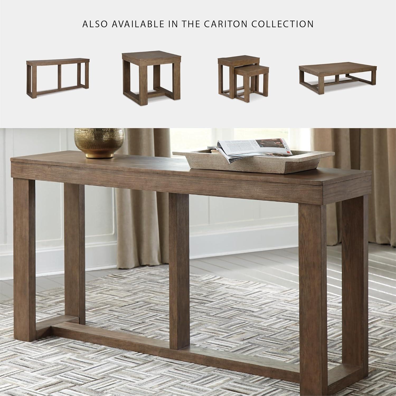 imageSignature Design by Ashley Loyaska Casual Sofa Table with Marble Top Brown ampamp WhiteGray Brown