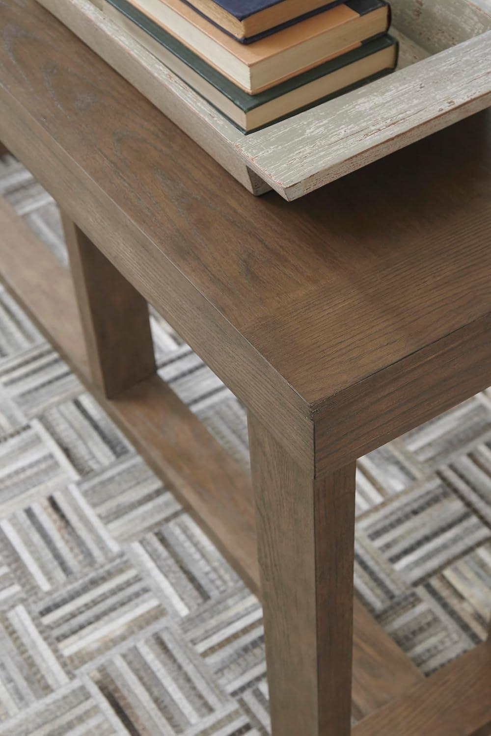 imageSignature Design by Ashley Loyaska Casual Sofa Table with Marble Top Brown ampamp WhiteGray Brown