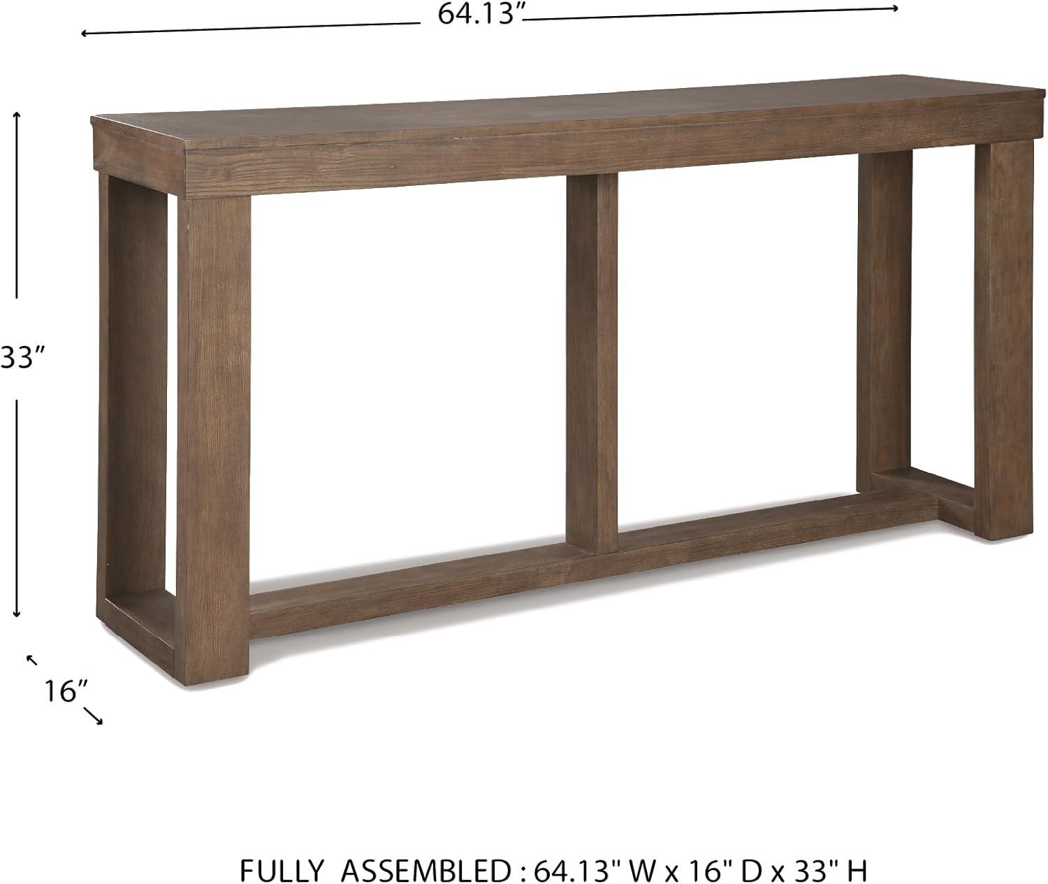 imageSignature Design by Ashley Loyaska Casual Sofa Table with Marble Top Brown ampamp WhiteGray Brown