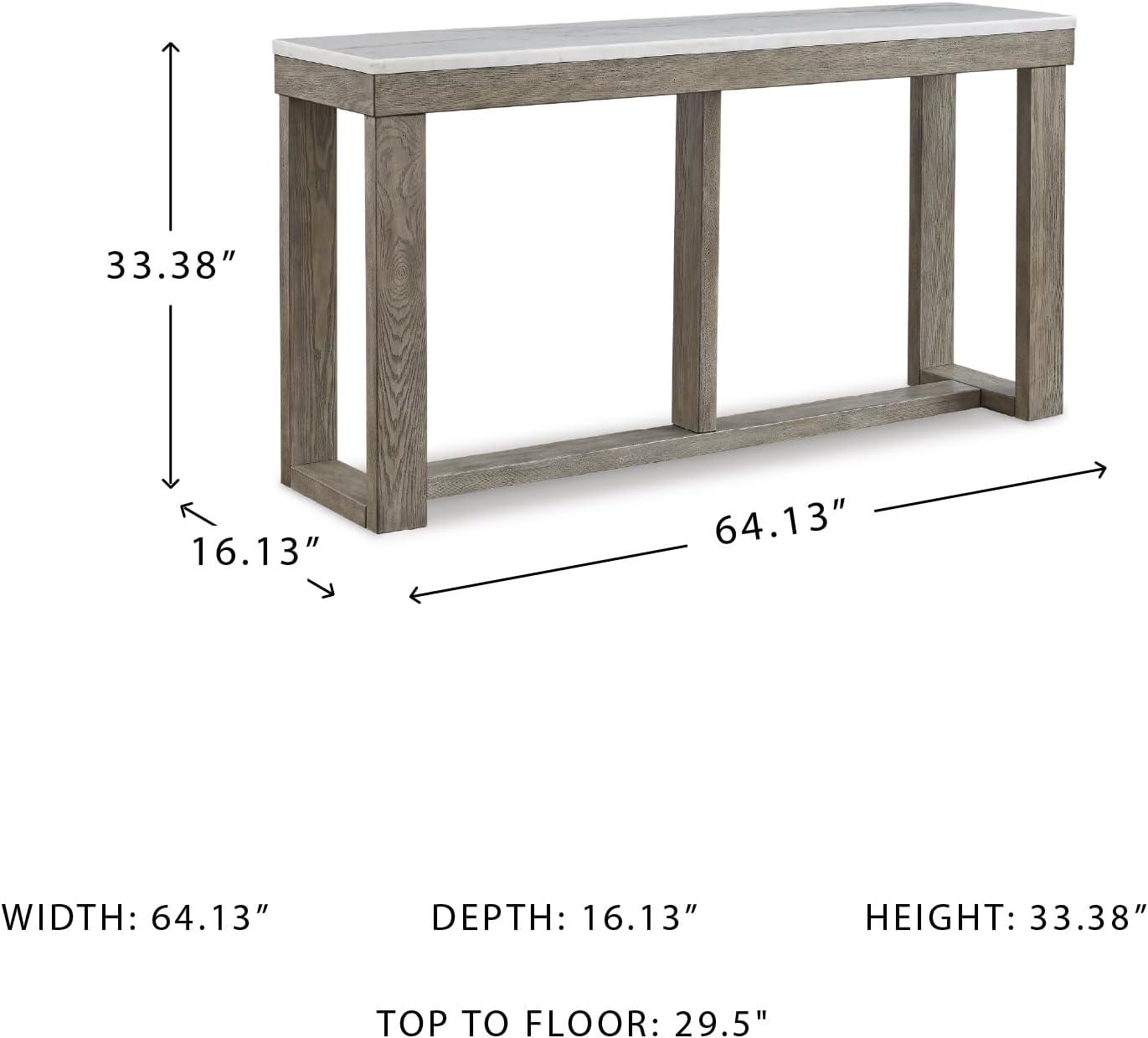 imageSignature Design by Ashley Loyaska Casual Sofa Table with Marble Top Brown ampamp WhiteTwo Tone