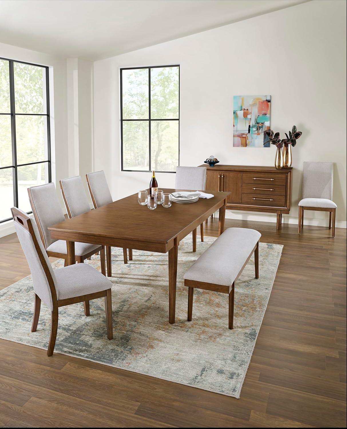 imageSignature Design by Ashley Lyncott 59quot Upholstered Solid Wood Frame Dining Bench GrayBrown