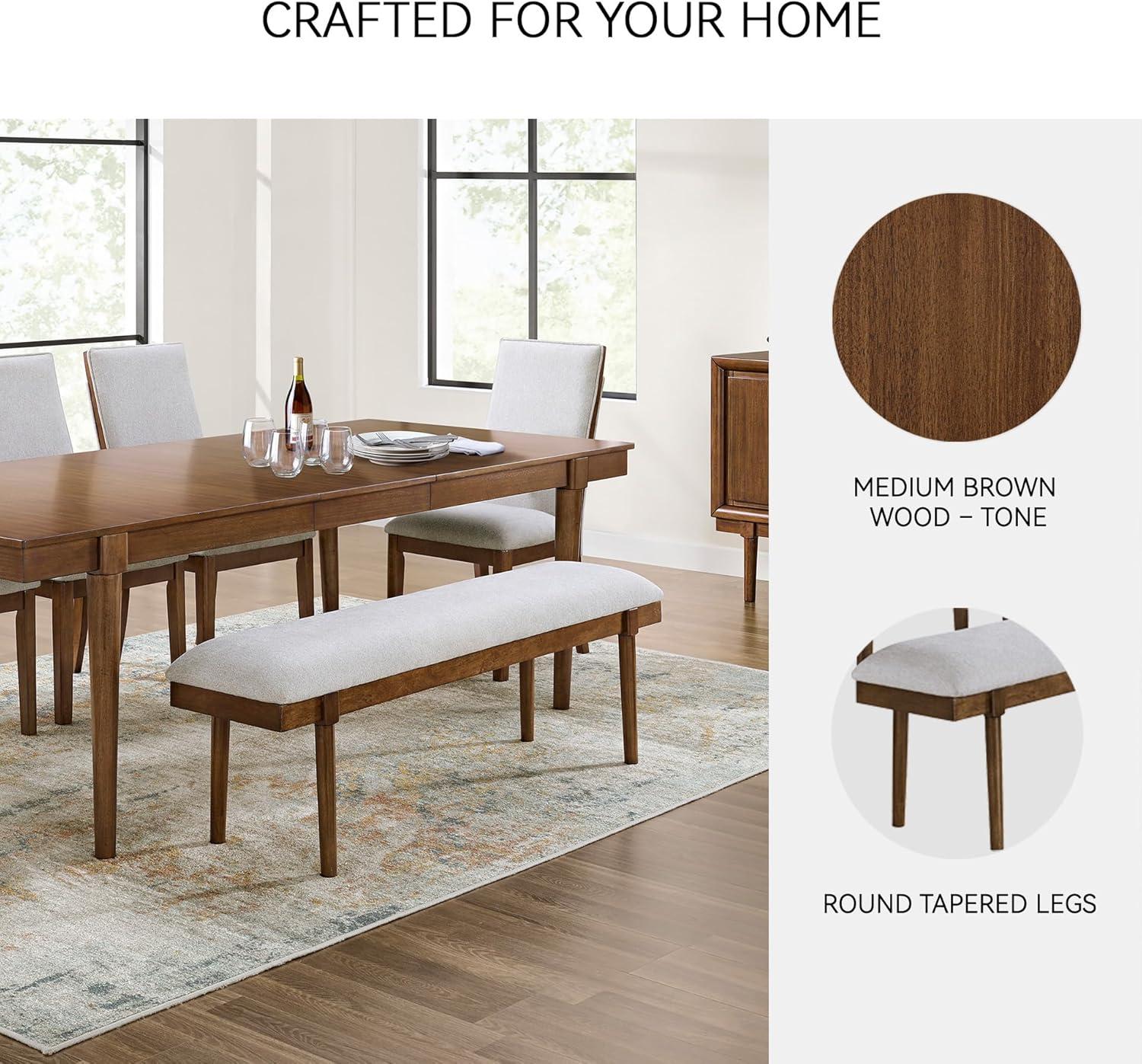 imageSignature Design by Ashley Lyncott 59quot Upholstered Solid Wood Frame Dining Bench GrayBrown