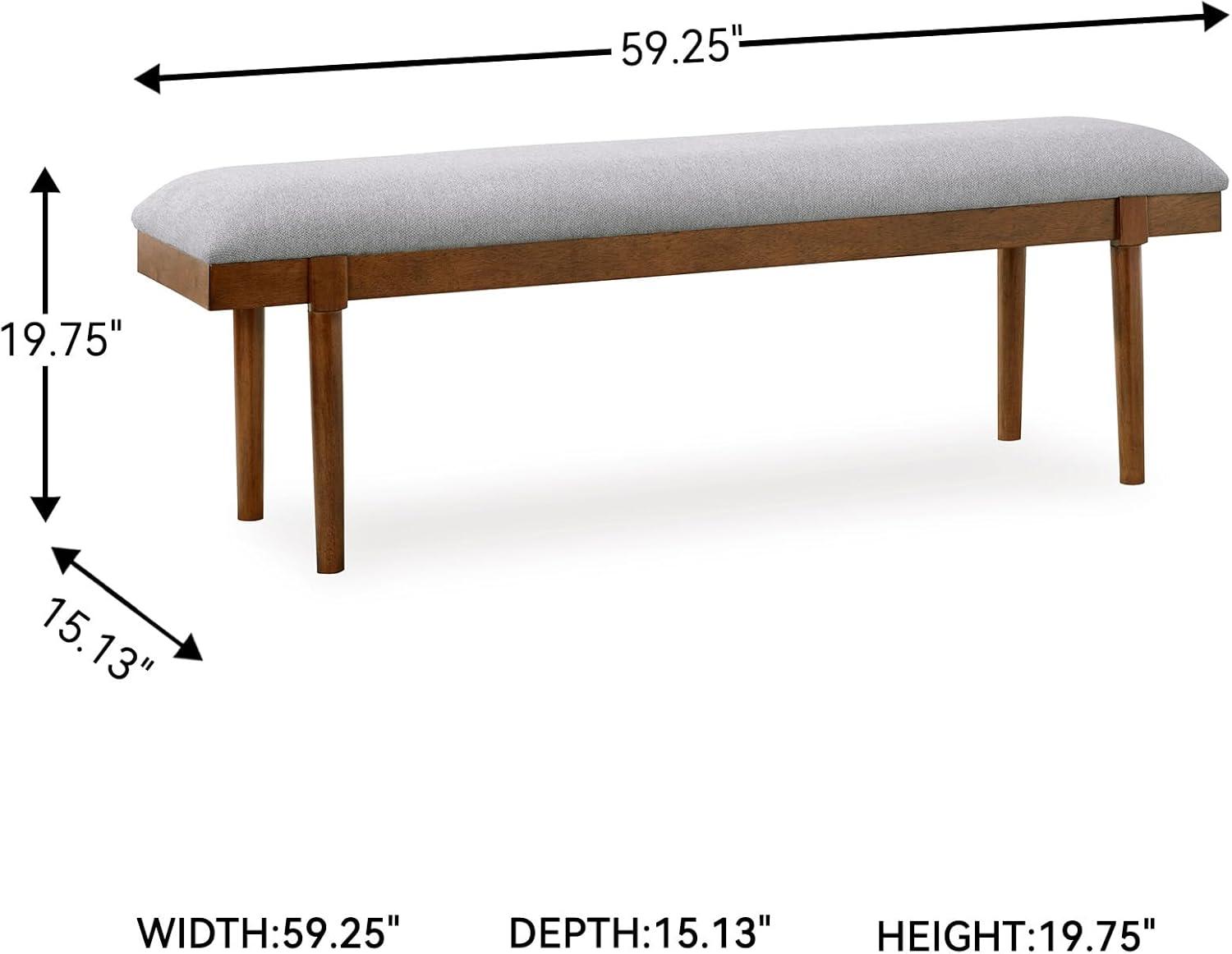 imageSignature Design by Ashley Lyncott 59quot Upholstered Solid Wood Frame Dining Bench GrayBrown