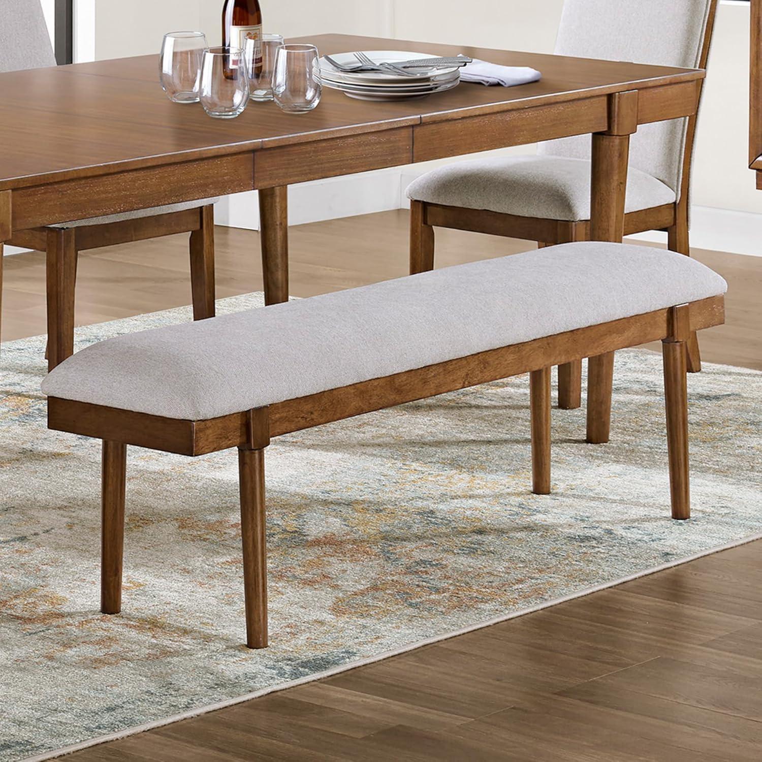 imageSignature Design by Ashley Lyncott 59quot Upholstered Solid Wood Frame Dining Bench GrayBrown
