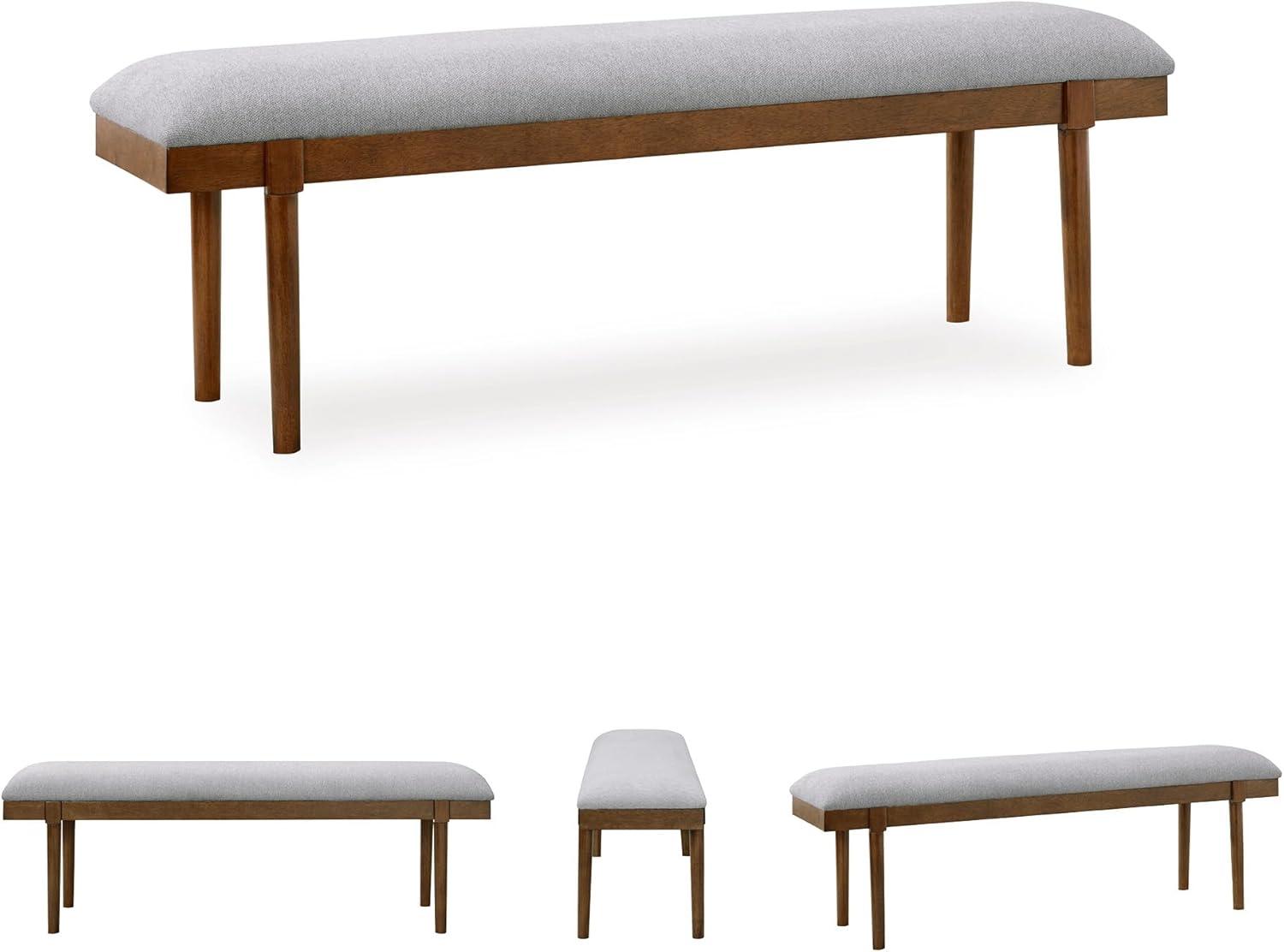 imageSignature Design by Ashley Lyncott 59quot Upholstered Solid Wood Frame Dining Bench GrayBrown