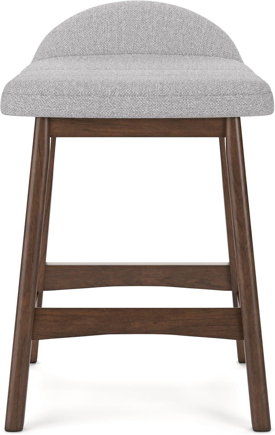 imageSignature Design by Ashley Lyncott Casual Counter Height Upholstered Bar Stool with Foam Cushion 2 Count 2425quot Seat Height Wood Frame Charcoal ampamp BrownLight Gray Brown