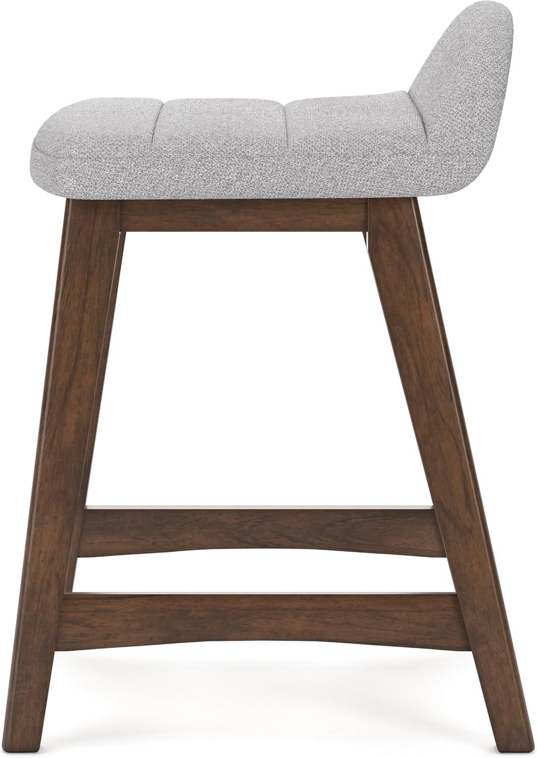 imageSignature Design by Ashley Lyncott Casual Counter Height Upholstered Bar Stool with Foam Cushion 2 Count 2425quot Seat Height Wood Frame Charcoal ampamp BrownLight Gray Brown