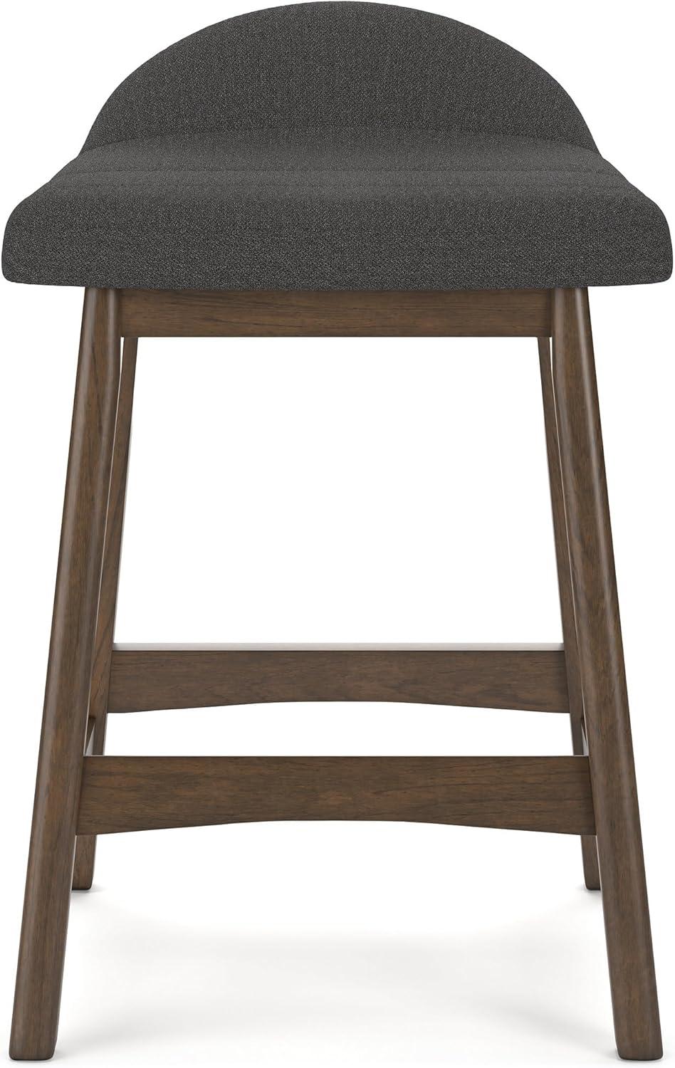 imageSignature Design by Ashley Lyncott Casual Counter Height Upholstered Bar Stool with Foam Cushion 2 Count 2425quot Seat Height Wood Frame Charcoal ampamp BrownCharcoal Brown