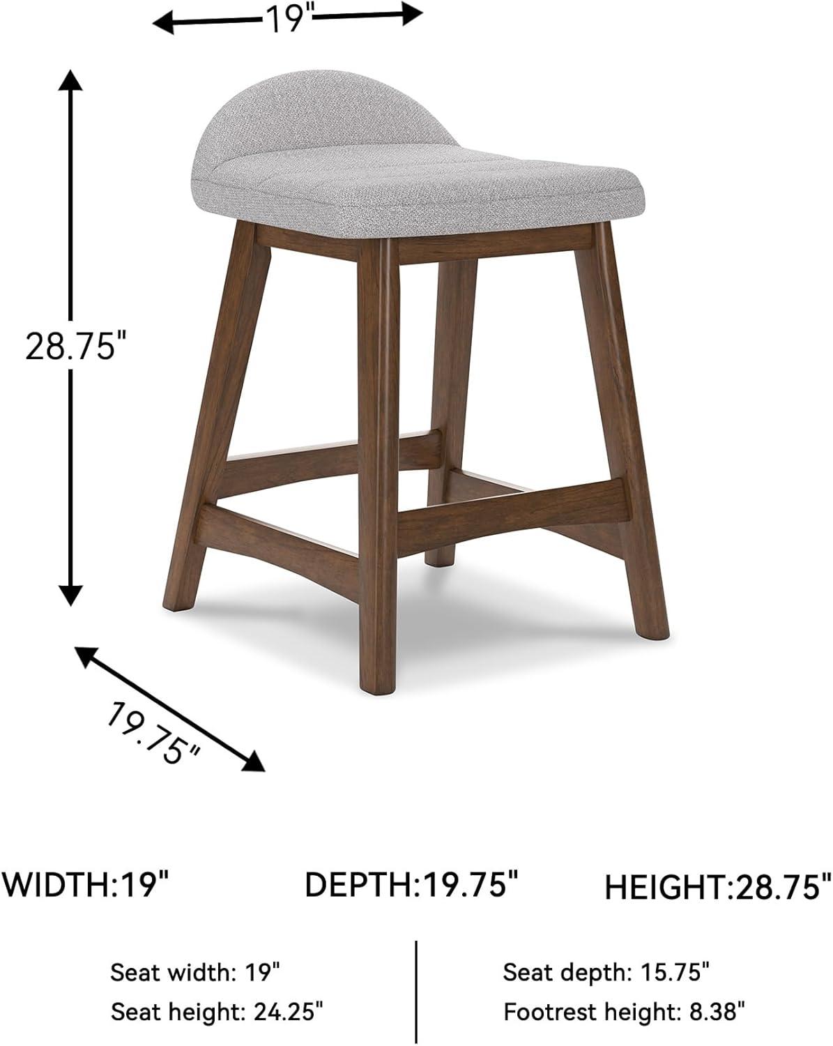 imageSignature Design by Ashley Lyncott Casual Counter Height Upholstered Bar Stool with Foam Cushion 2 Count 2425quot Seat Height Wood Frame Charcoal ampamp BrownLight Gray Brown
