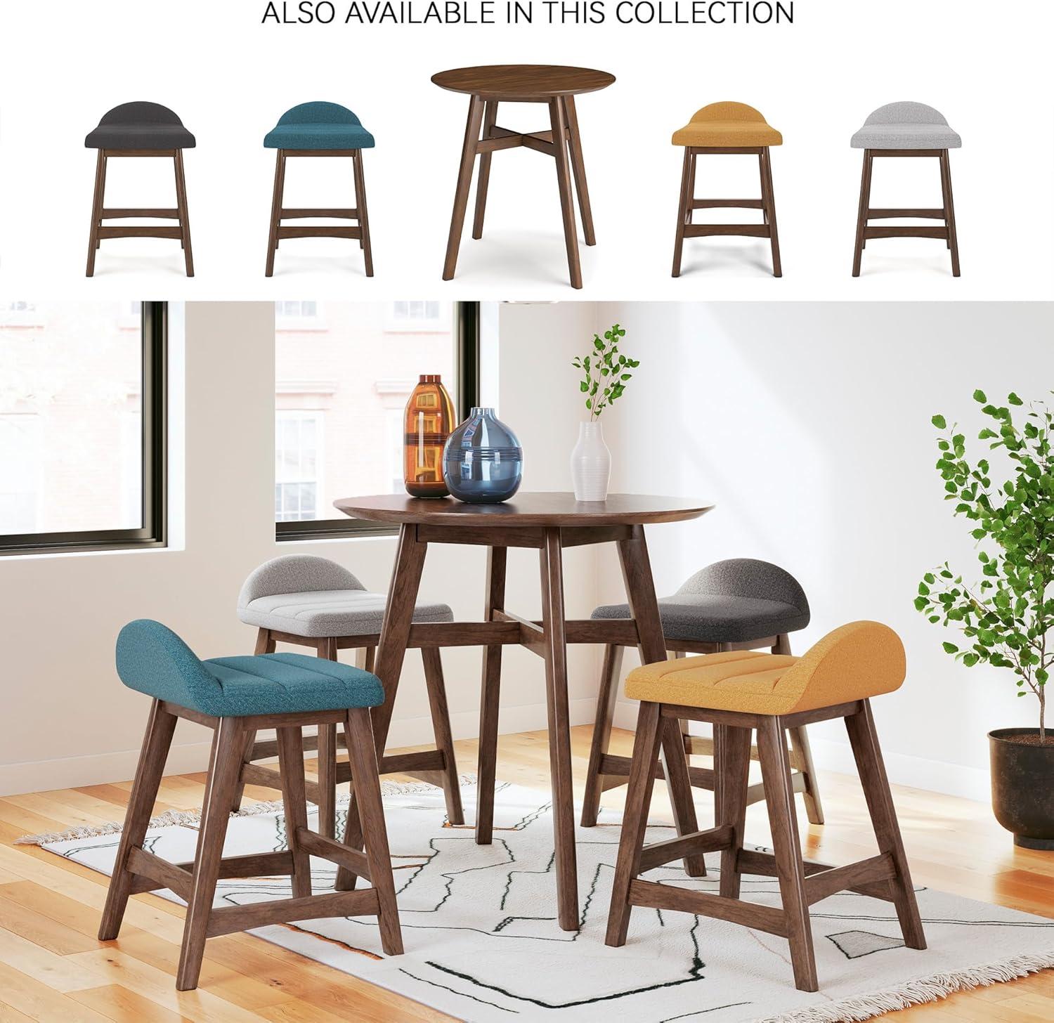 imageSignature Design by Ashley Lyncott Casual Counter Height Upholstered Bar Stool with Foam Cushion 2 Count 2425quot Seat Height Wood Frame Charcoal ampamp BrownLight Gray Brown