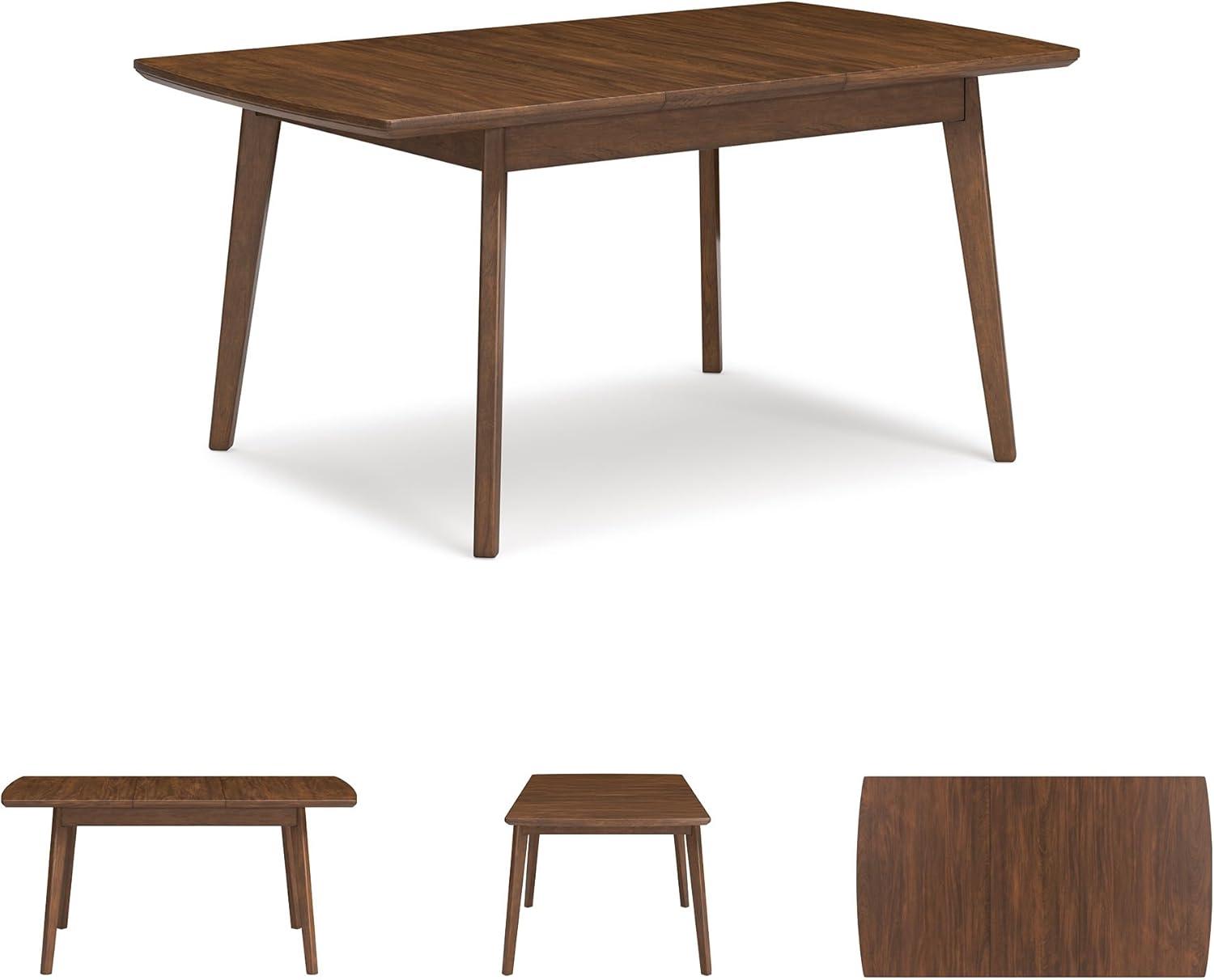 imageSignature Design by Ashley Lyncott Traditional Rectangular Dining Room SelfStoring Extension Table Seats up to 6 Brown