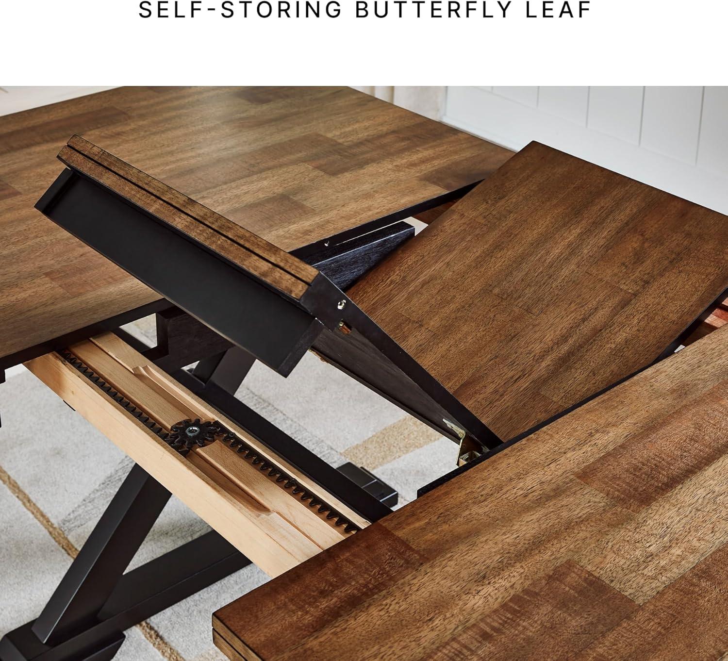 imageSignature Design by Ashley Lyncott Traditional Rectangular Dining Room SelfStoring Extension Table Seats up to 6 Brown