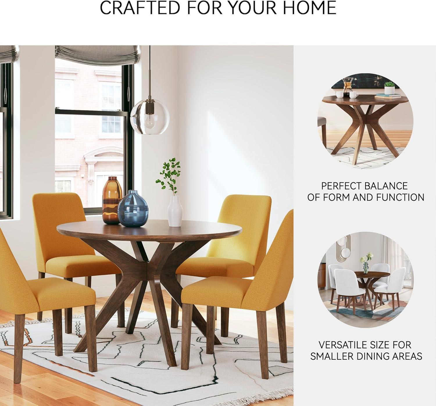 imageSignature Design by Ashley Lyncott Traditional Round Dining Room Table Seats up to 4 Brown 45quot W x 2975quot HLight Brown