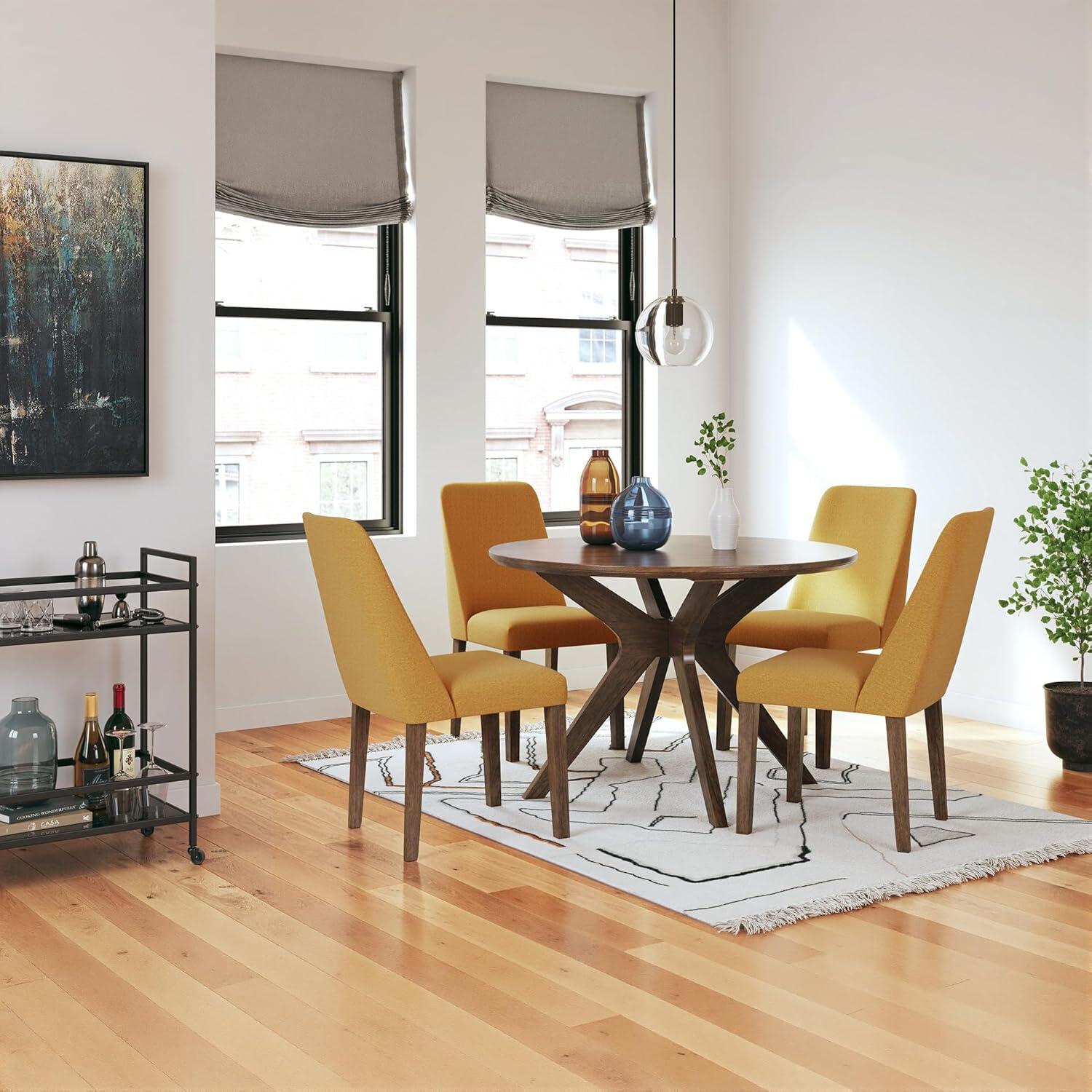 imageSignature Design by Ashley Lyncott Traditional Round Dining Room Table Seats up to 4 Brown 45quot W x 2975quot HLight Brown