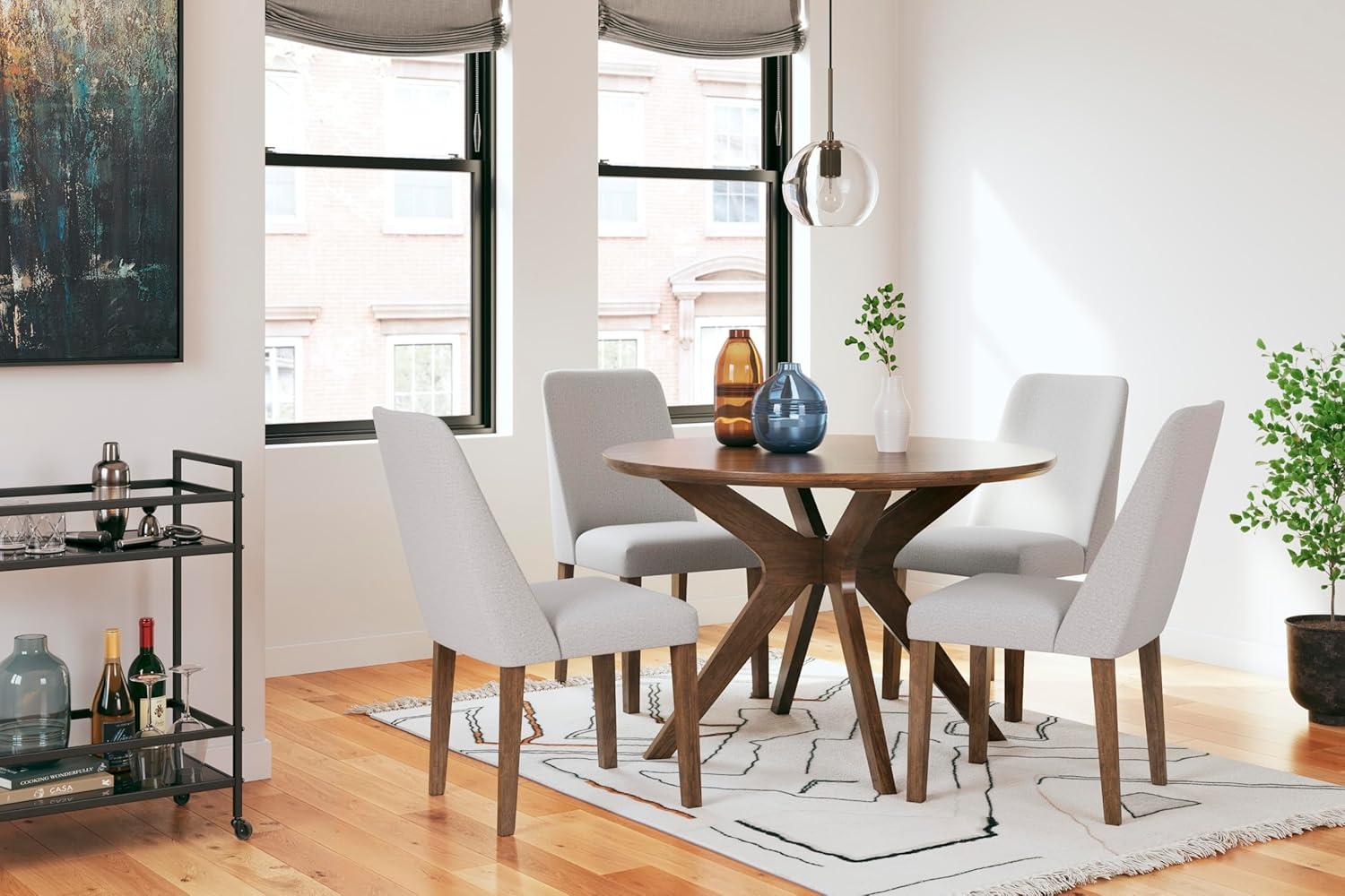 imageSignature Design by Ashley Lyncott Traditional Round Dining Room Table Seats up to 4 Brown 45quot W x 2975quot HLight Brown