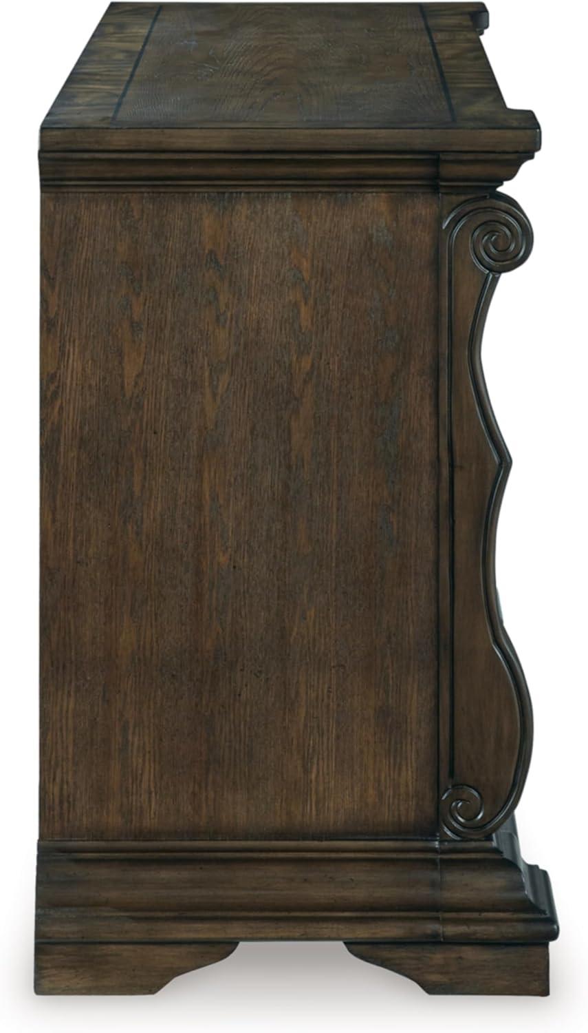 imageSignature Design by Ashley Maylee Classic Dining Buffet Cabinet with 3 Adjustable Shelves and FeltLined Drawers Dark Brown