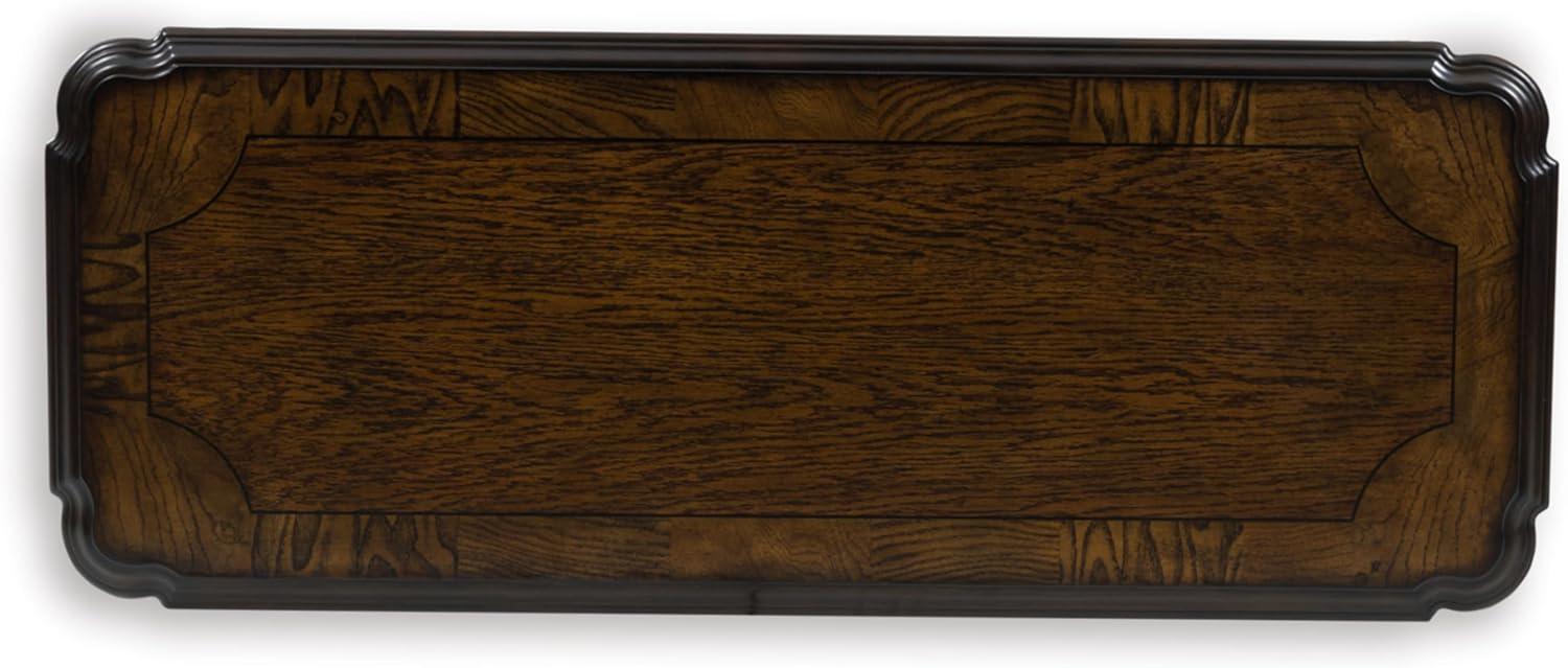 imageSignature Design by Ashley Maylee Classic Sofa Table with Cabriole Legs and Metal Stretcher Dark Brown