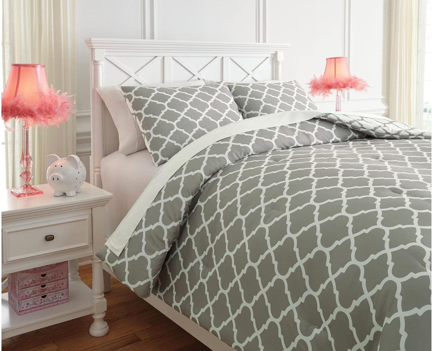 imageSignature Design by Ashley Media Twin Comforter Set GrayWhiteFull