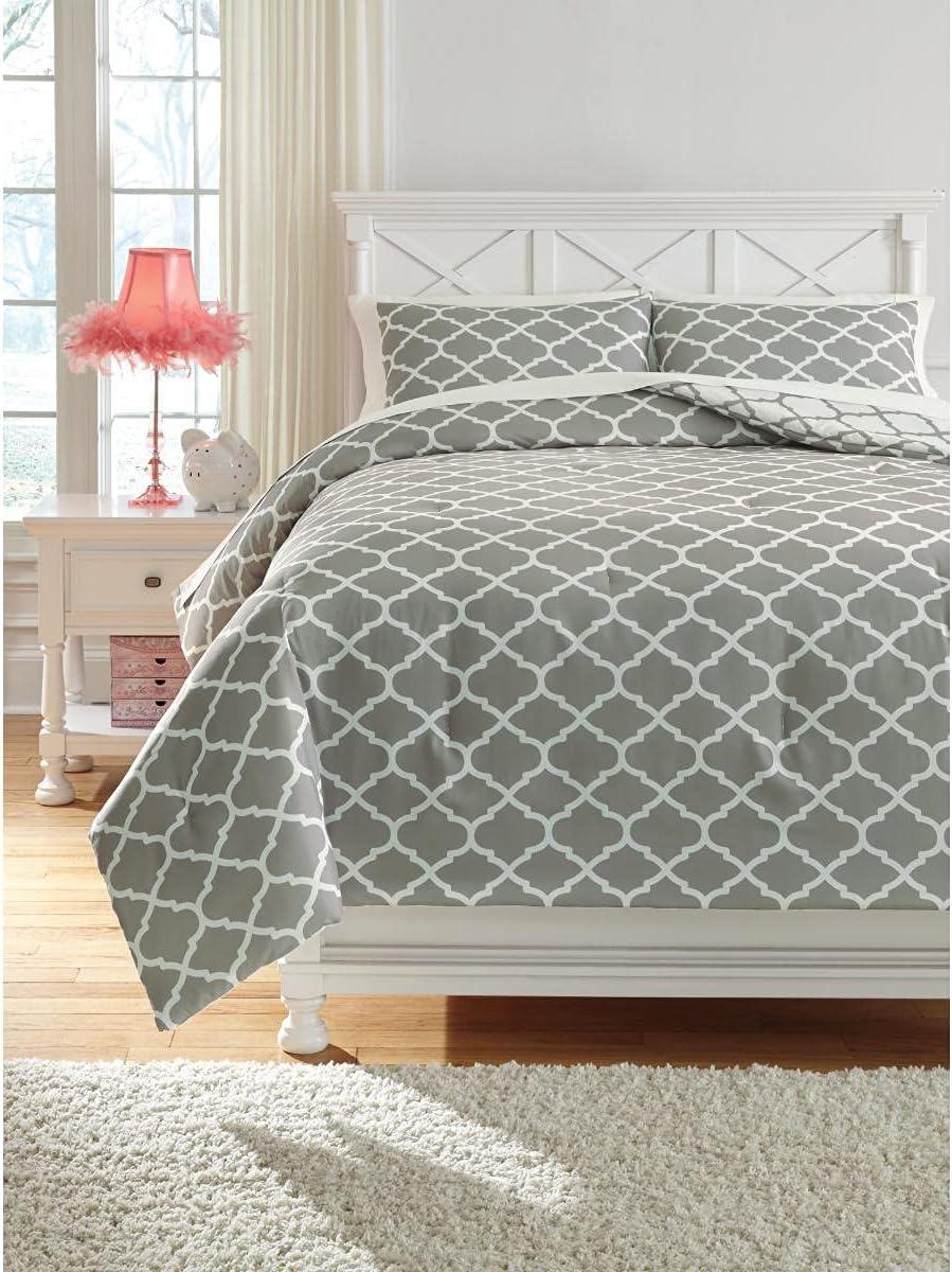 imageSignature Design by Ashley Media Twin Comforter Set GrayWhiteFull