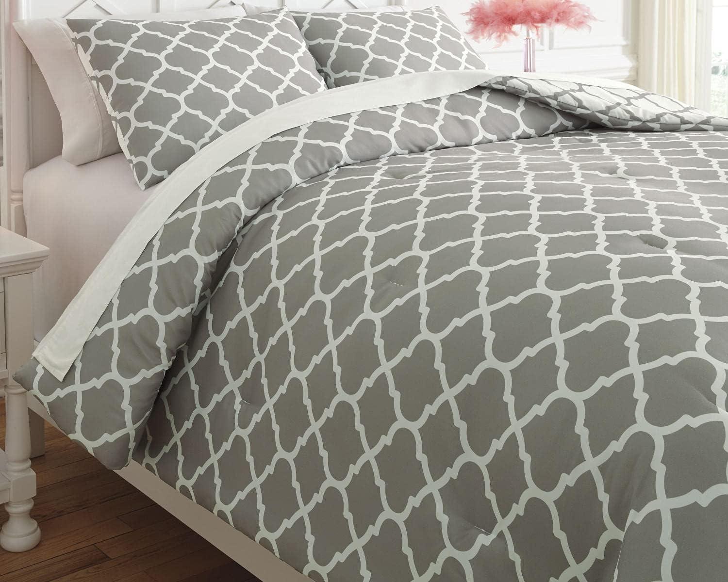 imageSignature Design by Ashley Media Twin Comforter Set GrayWhiteFull