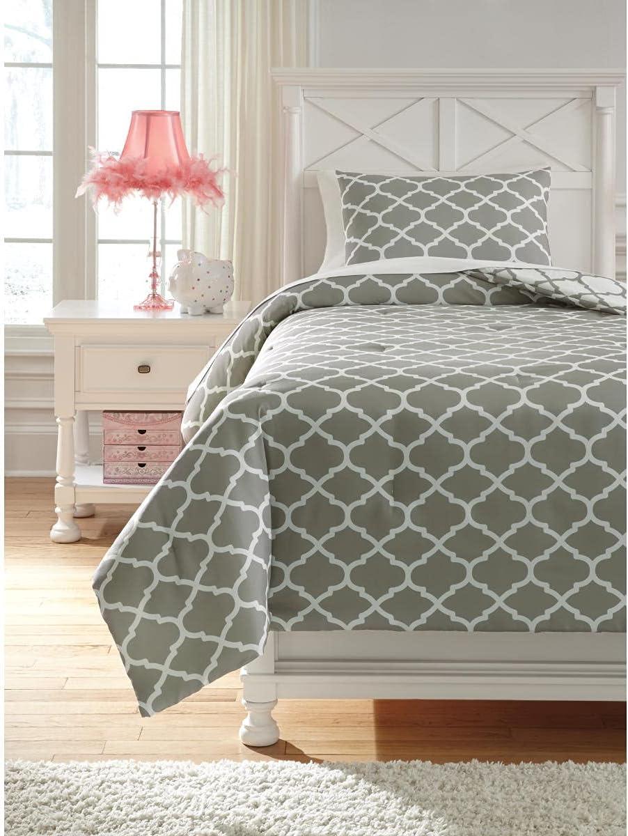 imageSignature Design by Ashley Media Twin Comforter Set GrayWhiteTwin