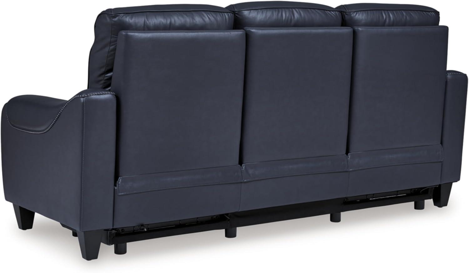 imageSignature Design by Ashley Mercomatic Contemporary Leather Match Wall Hugger Power Reclining Sofa with Adjustable Headrest and USB Ports BlueBlue