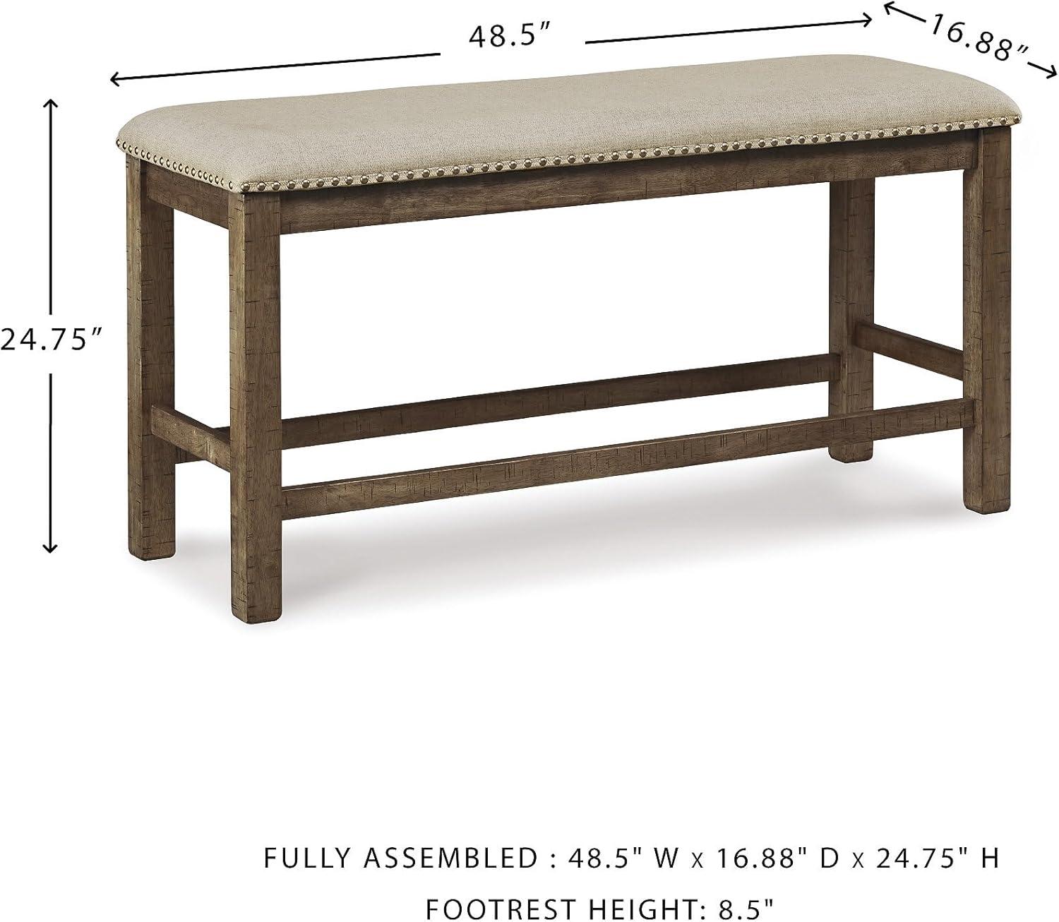 imageSignature Design by Ashley Moriville Casual Rustic Upholstered Dining Bench Grey ampamp BrownBrown