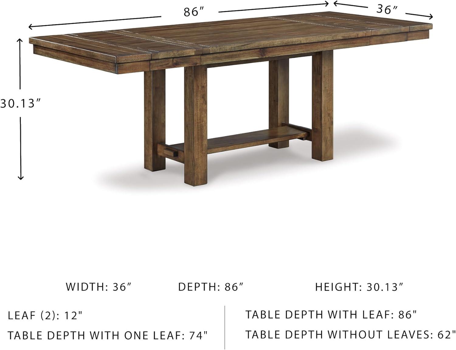 imageSignature Design by Ashley Moriville Rectangular Dining Extension Table 2 Extension Leaves Seats 8 36quot W x 86quot D x 3013quot H Wood ampamp Acacia Veneer BrownRustic Brown