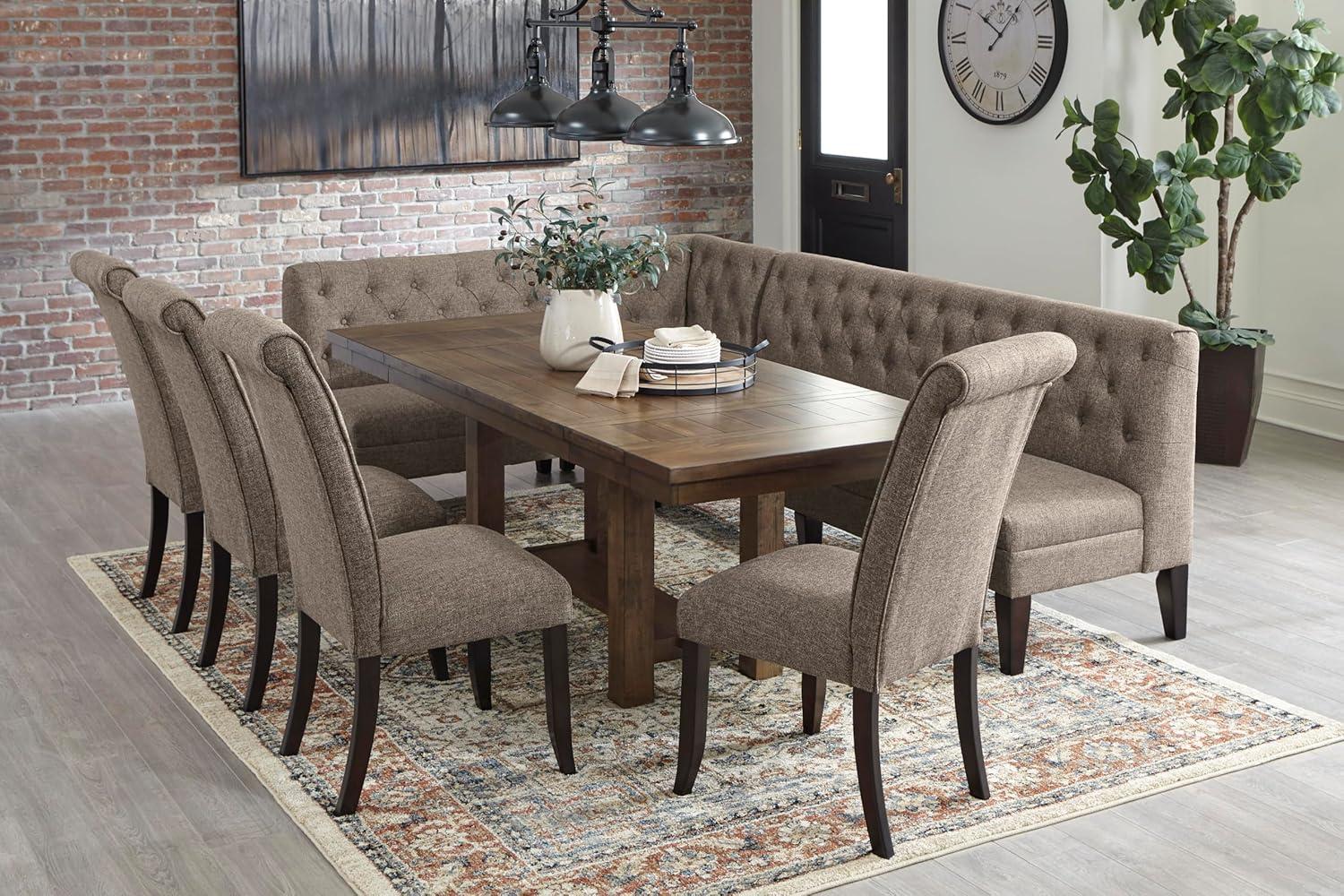 imageSignature Design by Ashley Moriville Rectangular Dining Extension Table 2 Extension Leaves Seats 8 36quot W x 86quot D x 3013quot H Wood ampamp Acacia Veneer BrownRustic Brown